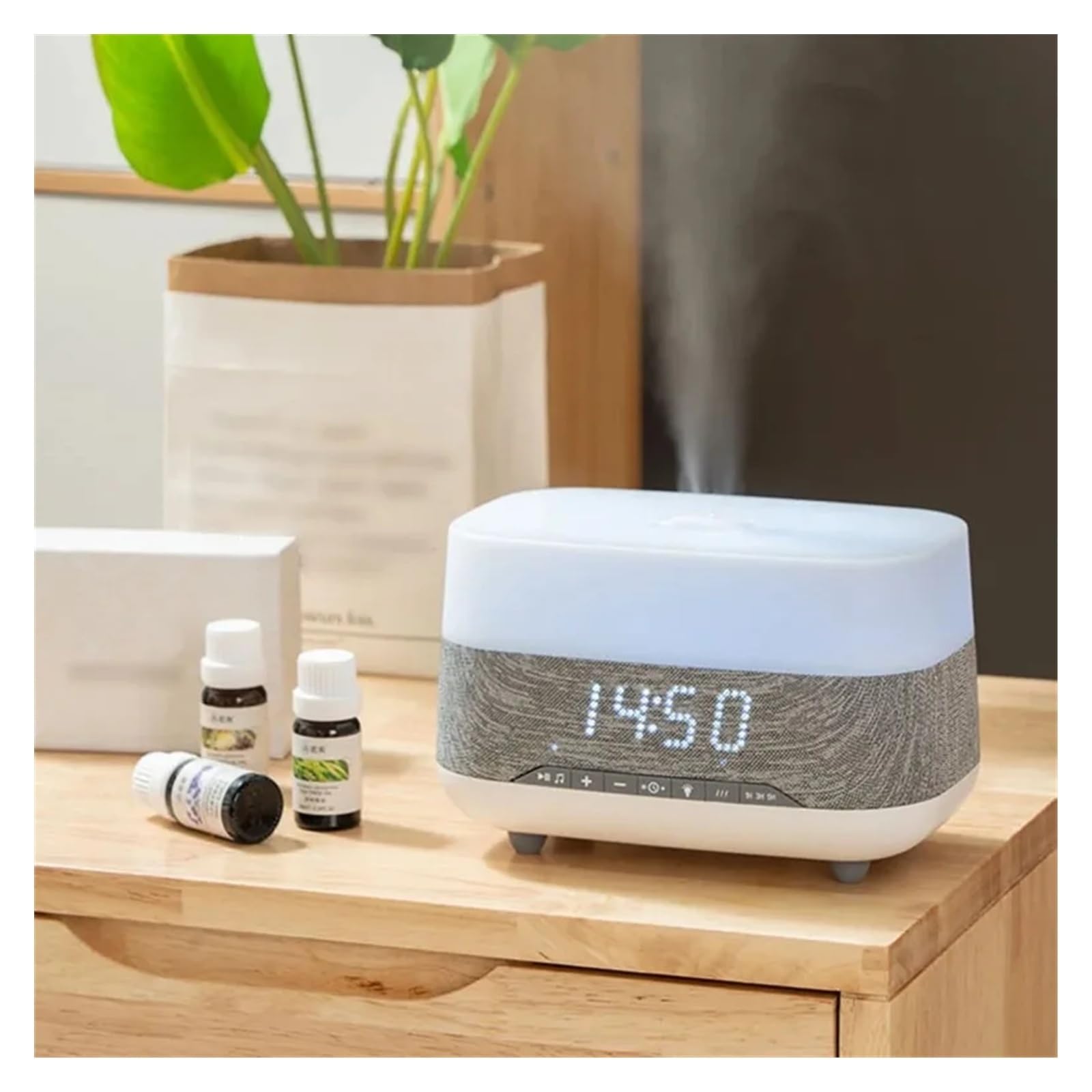 Humidificador, Nuevo altavoz Bluetooth con luz ambiental, despertador, humidificador for habitación inalámbrico, de frío 600 ml,para hogar y oficina