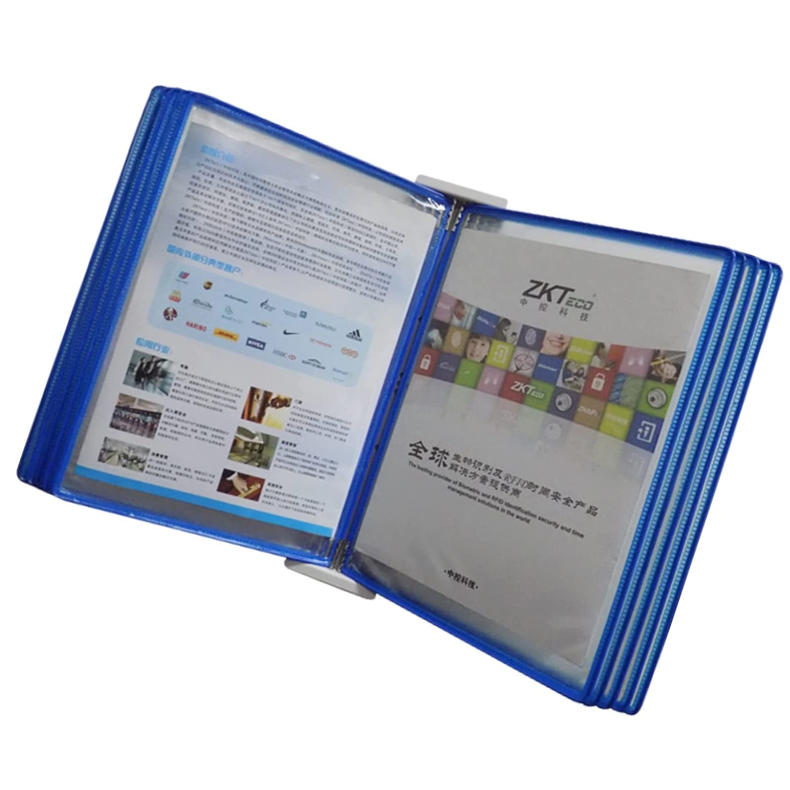 10 cartellette con pannello fronte/retro, 20 tasche formato A4 Lettera, espositore for documenti a fogli sciolti(Blue)