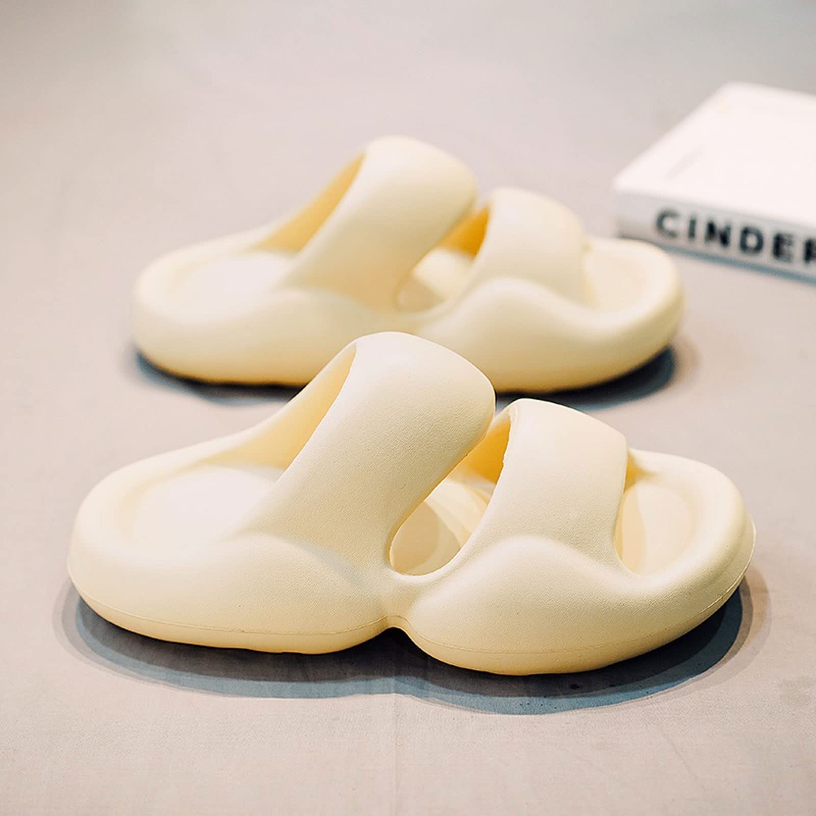 RXZCHH Sandalias para Hombre Zapatillas de Playa para Hombre de Verano Sandalias de para Mujer Zapatos de Plataforma Antideslizantes para Interiores y Exteriores para el hogar (Beige, 44-45)