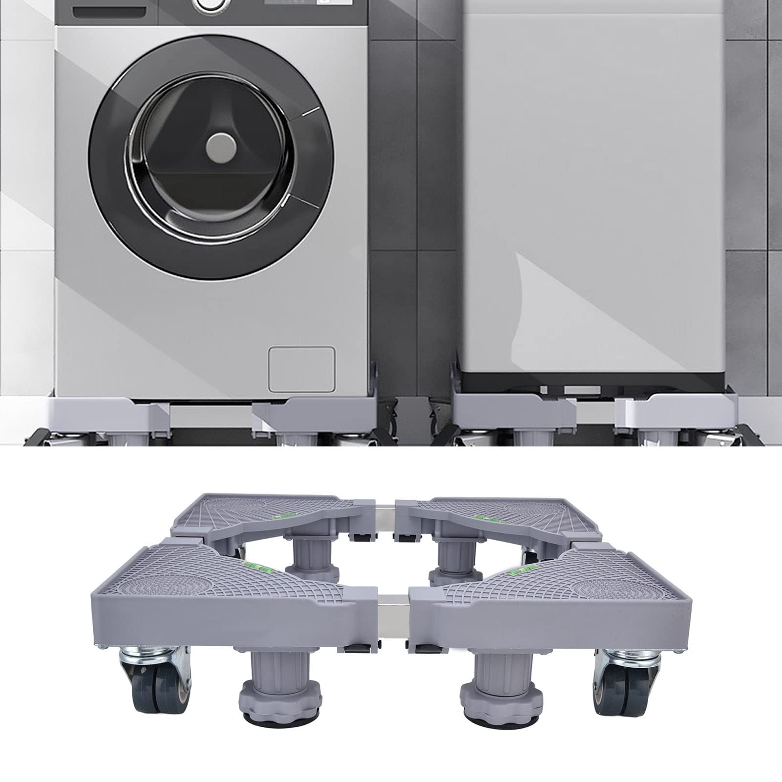 Base para Lavadora, Rodillo Ajustable Multifuncional, Soporte Bloqueable, Fácil de Mover, Antivibración para Lavandería, Plástico ABS, 42-60cm