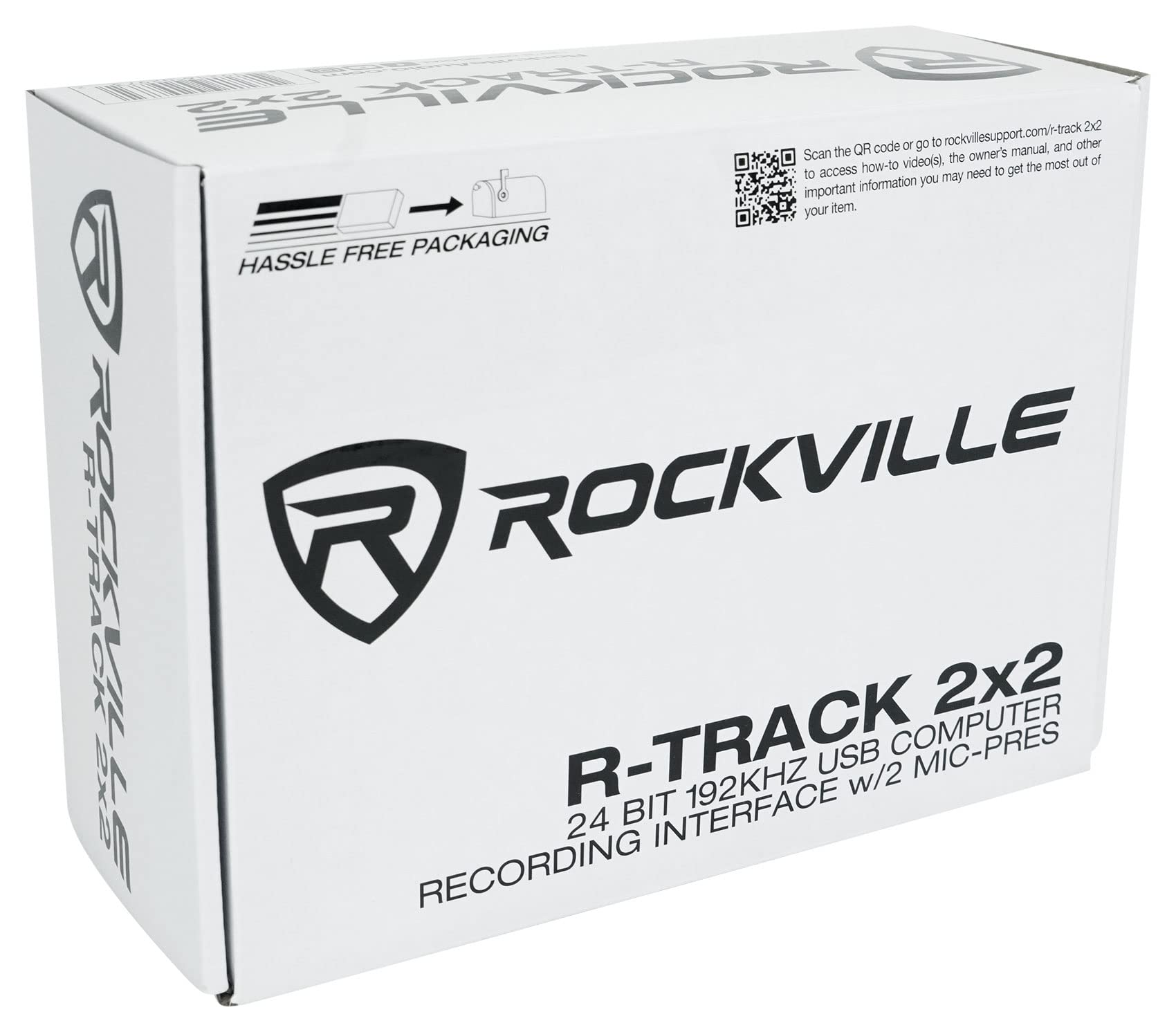 Rockville R-TRACK Interfaccia audio USB 2x2 24-bit 192kHz 2 preamplificatori microfonici, bassa latenza, costruzione durevole, compatibile DAW, perfetto per registrazione in studio domestico e