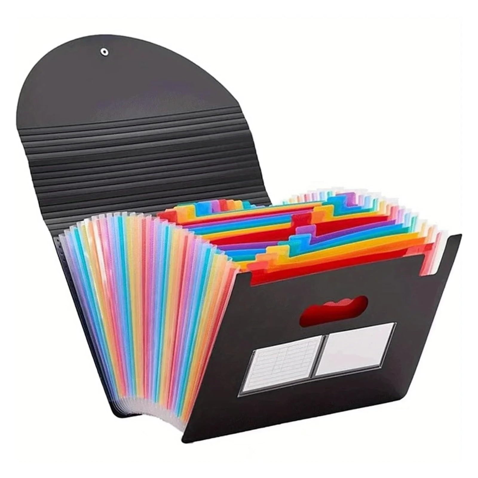 25/13 Bolsillos De Plástico for Colgar Sellado Por Tres Lados Para Oficina | Bolsa de órgano con tapa de cuerda, carpeta multicapa A4, bolsa de almacenamiento de archivos de oficina(Black 25 grids)