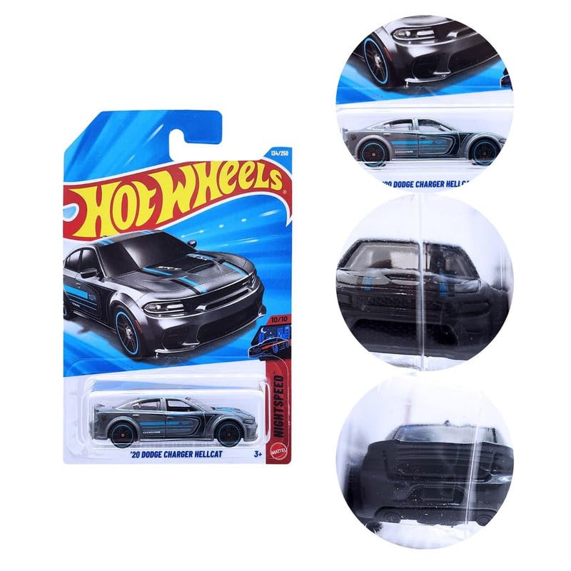 Image of Hot Wheels 20 Dodge Charger Hellcat Nightspeed Ages 3 and Up 134 /250 (Grey)