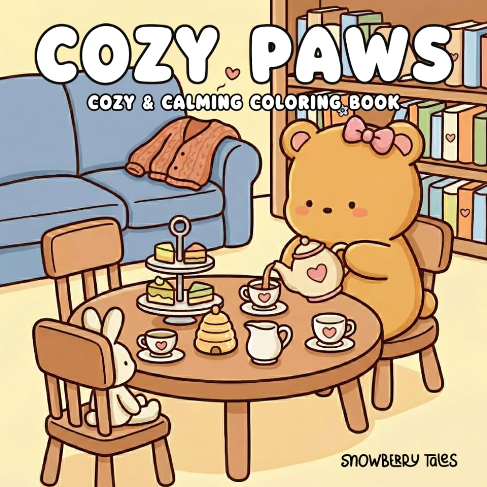 Cozy Paws – Cozy & Calming Coloring Book: Adorable Kawaii Animal Scenes for Relaxation & Creative Fun | Cute Characters, Slow Living Moments & Cozy Vibes
