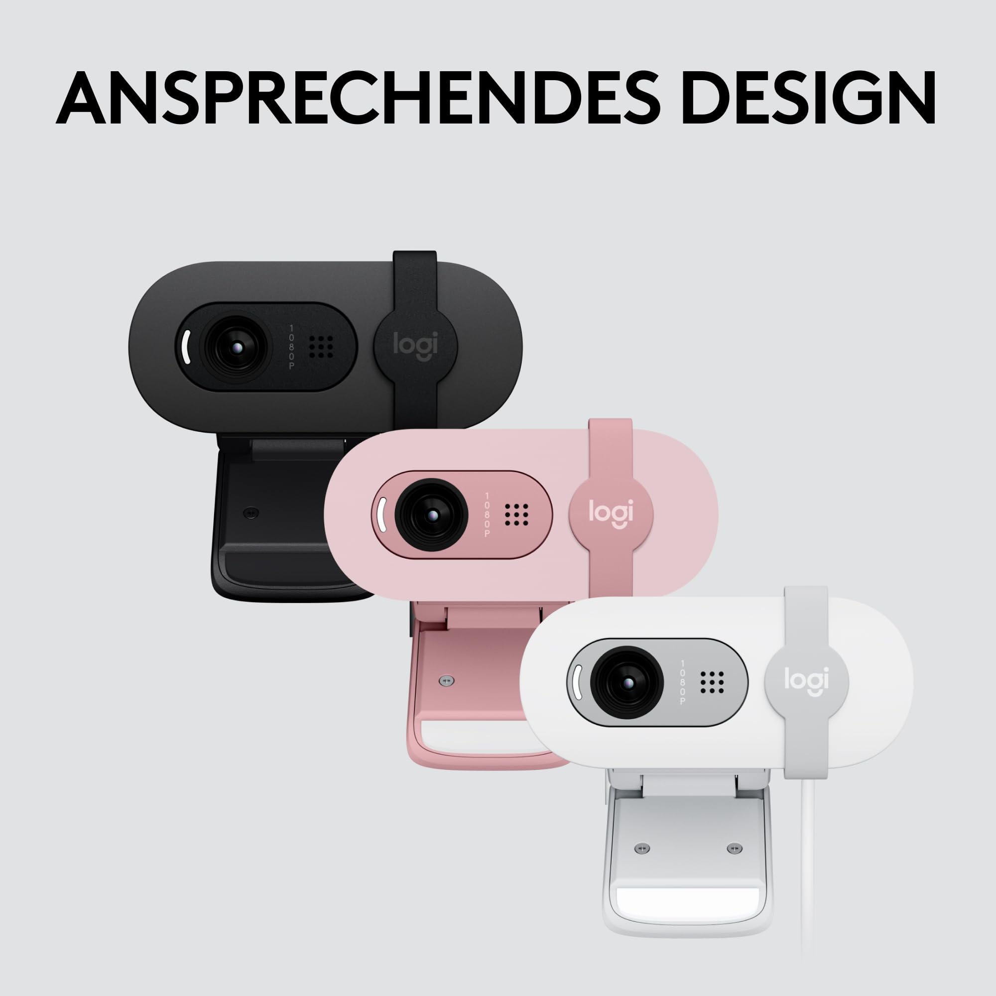 Logitech Brio 100 Full HD-Webcam, Auto-Lichtausgleich, integriertes Mikrofon, USB-A, Graphit