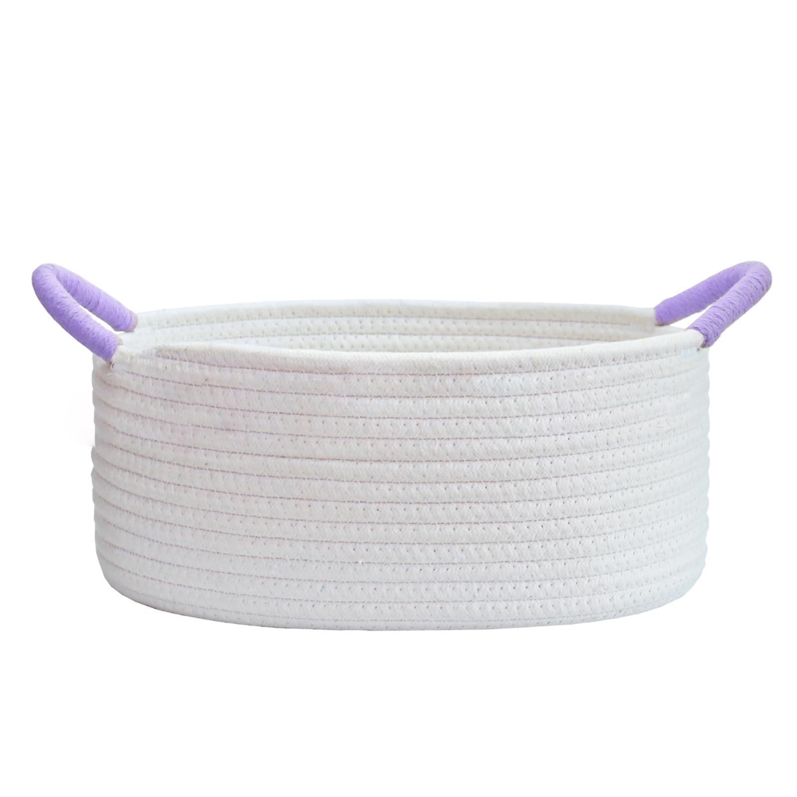 Xjdzineq Rope Woven Basket with Handle Practical Desktop Storage Box for Sundries Makeup Cosmetic Accessories Organiser Decorative Storage Basket