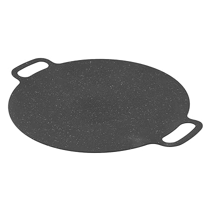 EXCLUZO Korean BBQ Frying Pan Non-Stick Large Size Double Handle Korean Griddle Pan Wide Application for Camping (25cm)