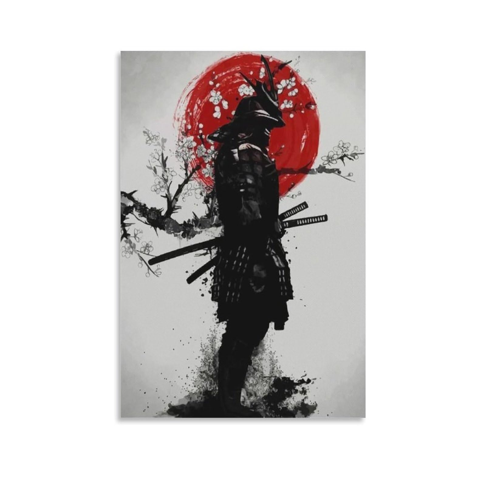 Japanese Samurai Wall Art - Armored Samurai Painting Canvas Prints - Bushido Inspirational Poster Canvas Wall Art Prints 24x36inch(60x90cm) Unframe-style