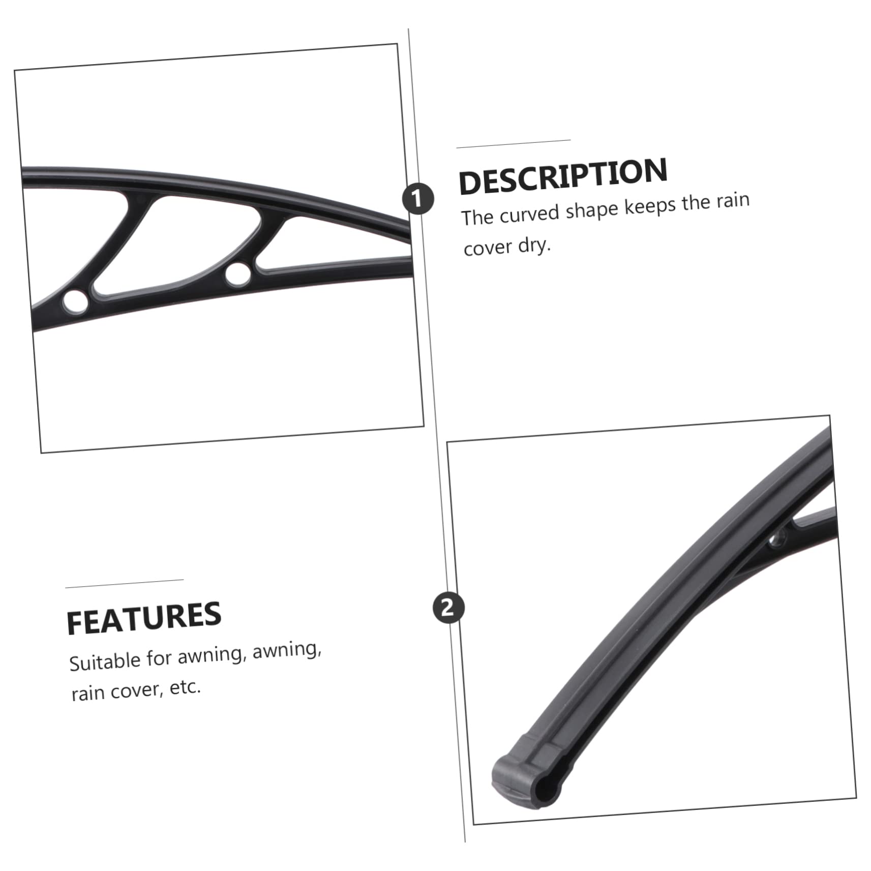 2 Piezas Soporte De Cubierta De Lluvia Soporte Para Toldo De Terraza Refugio De La Puerta Estantería Aire Toldo De Ventana Marquesina De La Puerta Claro Black El Plastico