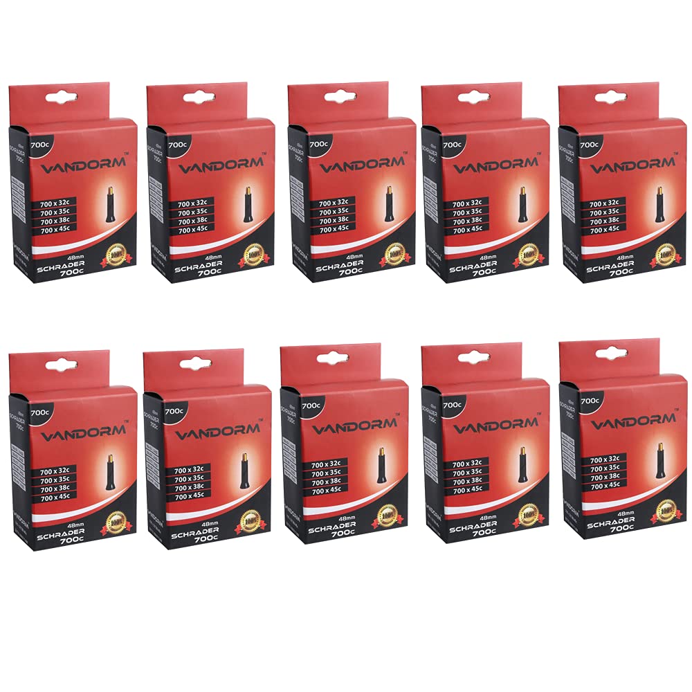 10 PACK Vandorm 700c x 32c - 45c Hybrid Bike Butyl Schrader Valve Inner Tubes