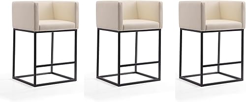 Miniatura 9 de Manhattan Comfort Embassy - Taburete de bar de metal gris y negro de 34 pulgadas Gris,Crema,Arcilla,https://www.amazon.com/dp/undefined