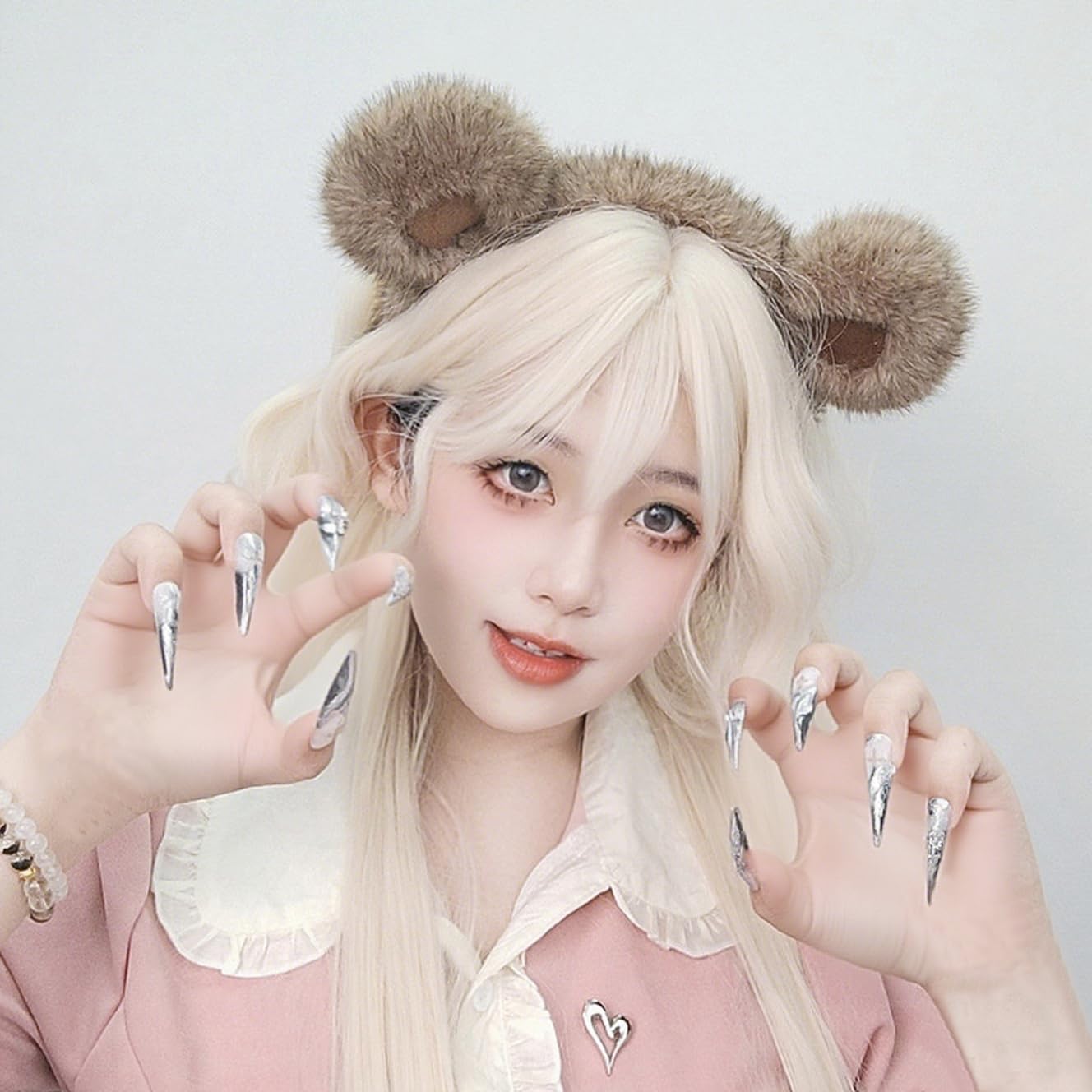 FakeFace 2Pcs Lovely Bear Ears Headband Furry Animal Ears Headband Animal Hairbands Costume for Halloween Party Easter Carnival Accessories - Image 2