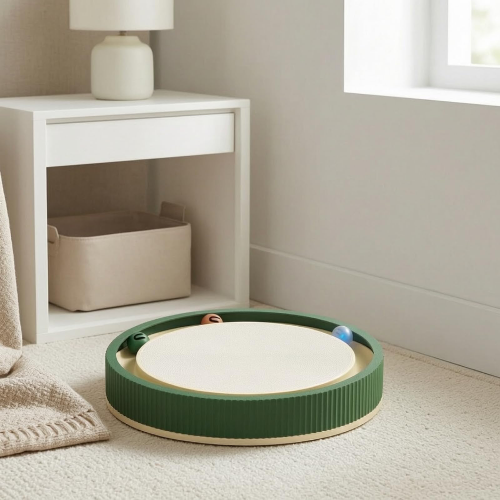 Jouet pour Chat avec Balles Mobiles, Blanc Perlé