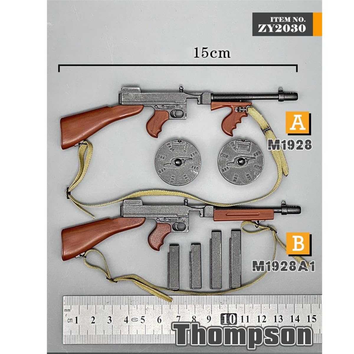 HiPlay ZYTOYS, Thompson Mitragliatore ZY2030B, accessorio per figura in scala 1/6 per figura da collezione da 30,5 cm