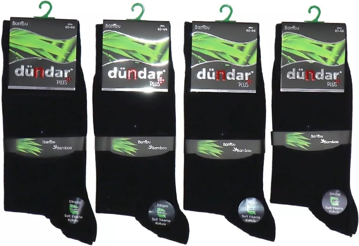Men's Blend Dress Socks 12-Pair Pack Black Patterned Crew Socks Soft comfortable Size 9-11 - Black, 40-44