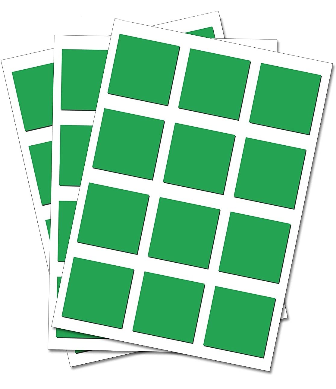 80 Green Squares - Removable Self Adhesive Waterproof Durable Vinyl Stickers - Digitally Cut to the sticker Shape - size 13mm