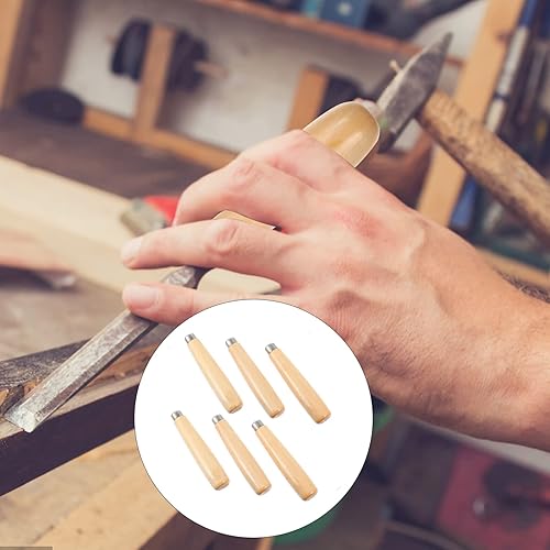 Miniatura 9 de DOITOOL 12 piezas de mango de madera con collares de metal para carpintería de garaje, carpintero, herramienta de mantenimiento o herramienta de