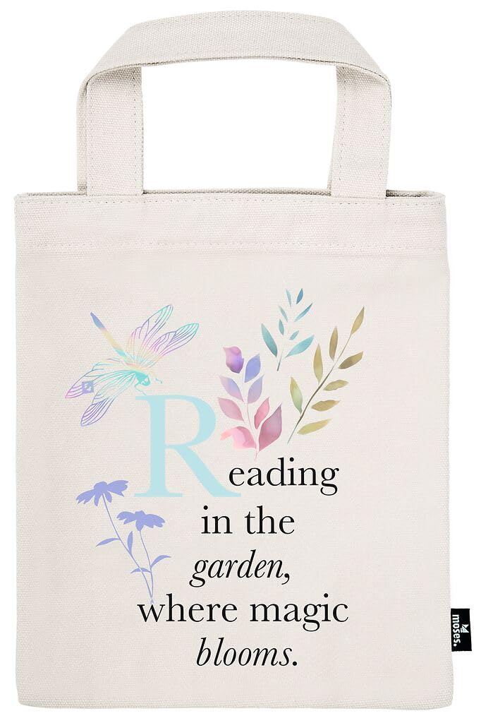 moses. Libri_x - Bolsa de tela para libros con diseño floral, 100% algodón, aprox. 20 x 24 cm, funda de libro para viajes, idea de regalo para lectores