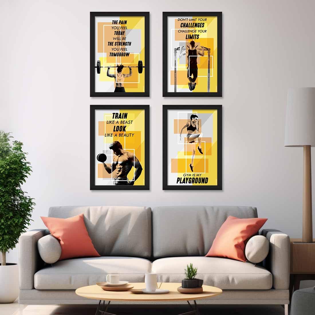 Gym & Motivational Wall Frames - 4 Pack -2 Gym & Motivational Wall Frames - 4 Pack -2