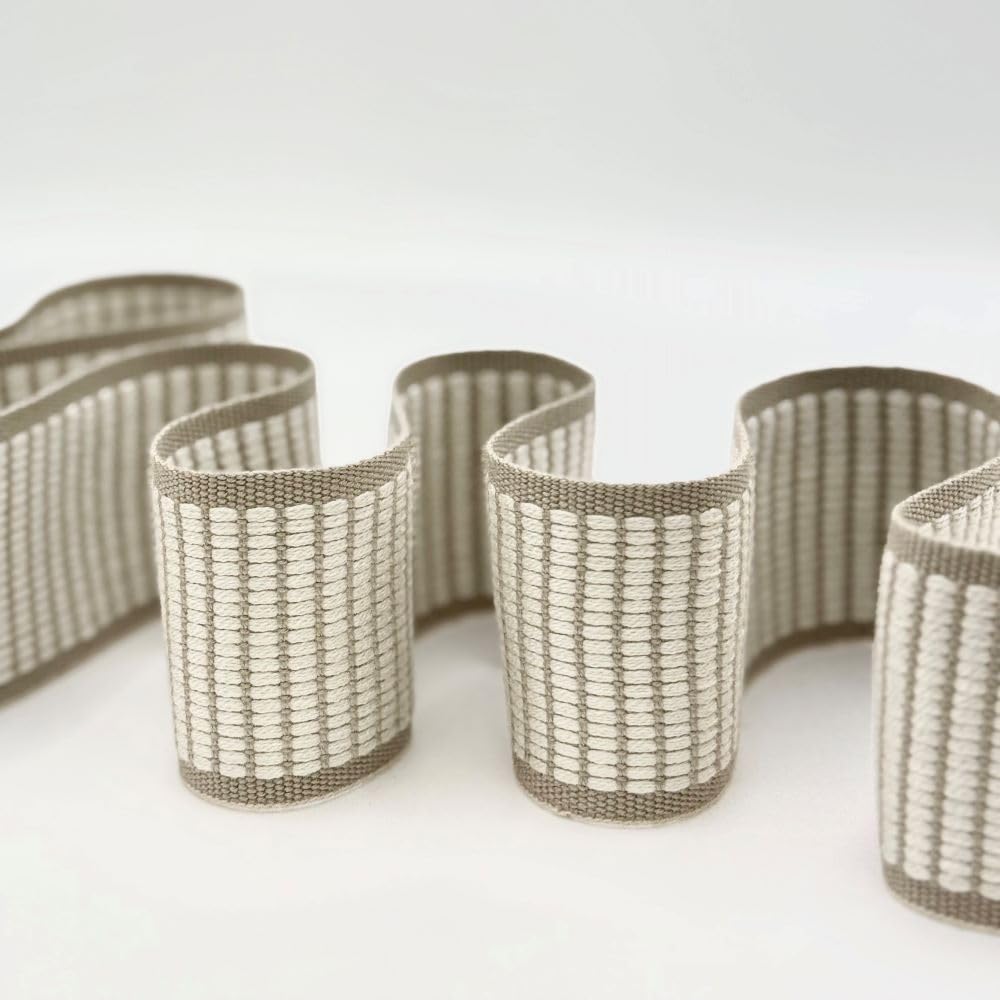 Tresse verticale 5 cm beige de 12,5m au tissage haut de gamme pour finitions