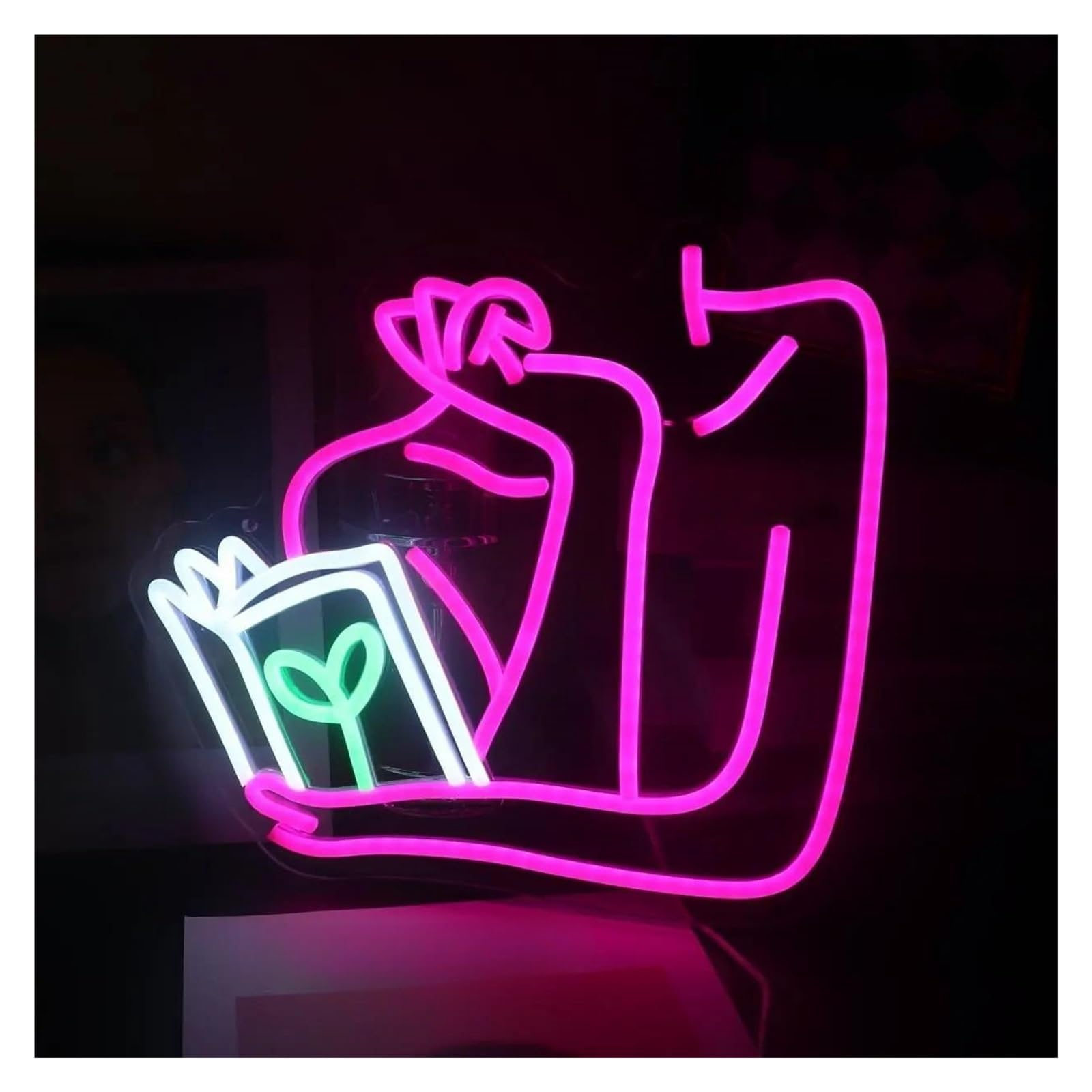Insegna al Neon LED Insegne Al Neon Per Libri Di Lettura Per Ragazze Luce Al Neon Dimmerabile Alimentata Tramite USB Per Sala Giochi Reader Camera Letto Decorazione 30cm×35cm