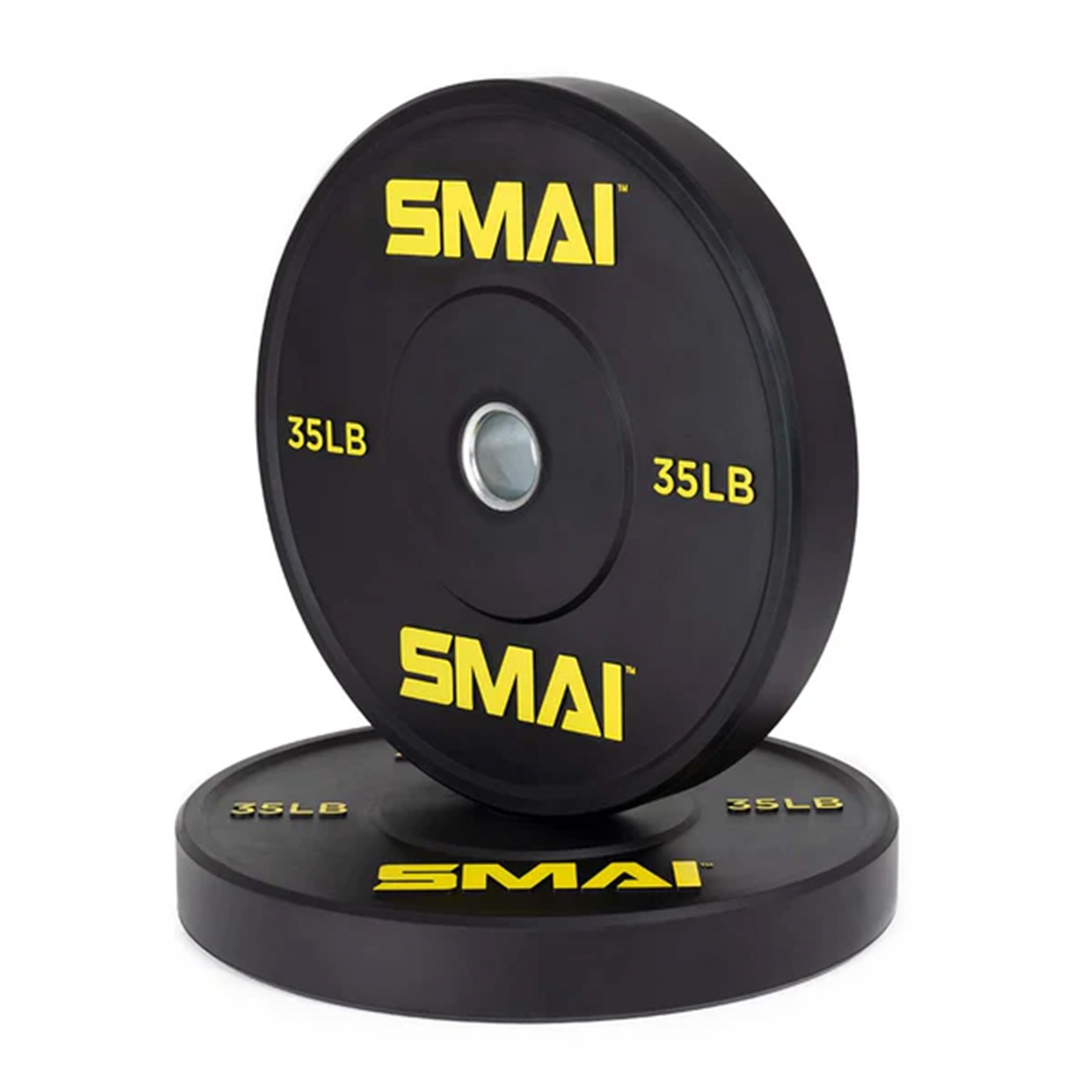 SMAI HD Bumper Plates - Ideal for Cross-Training, Weightlifting, Fitness, Strength Gym Weights. Stainless Steel Inserts, Quality Rubber. Set of 2 for Versatile Workouts.