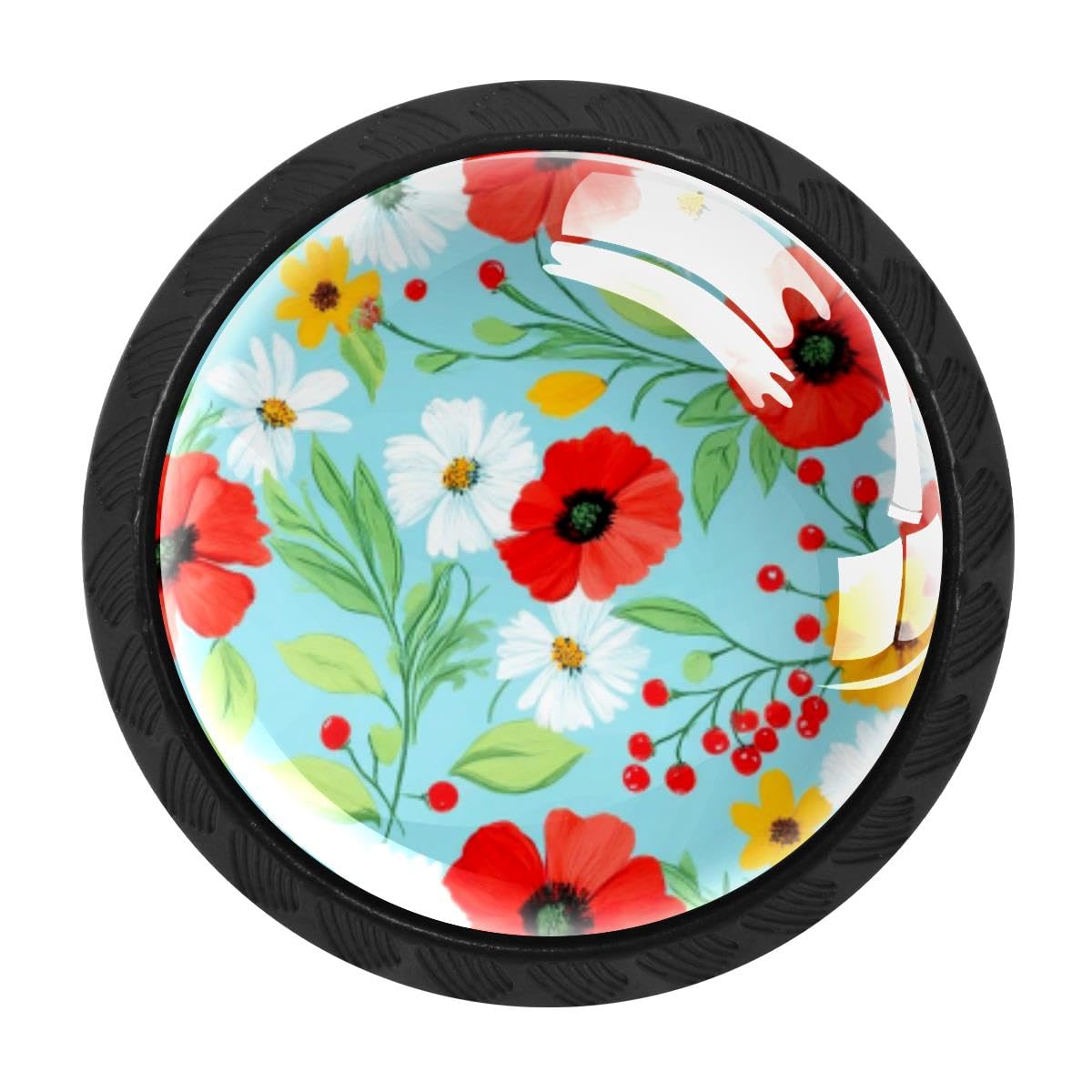 Heoeh Multi 10 4 Pcs Kitchen Cabinet Knobs, Daisies Poppies Drawer Knobs Dresser Handles