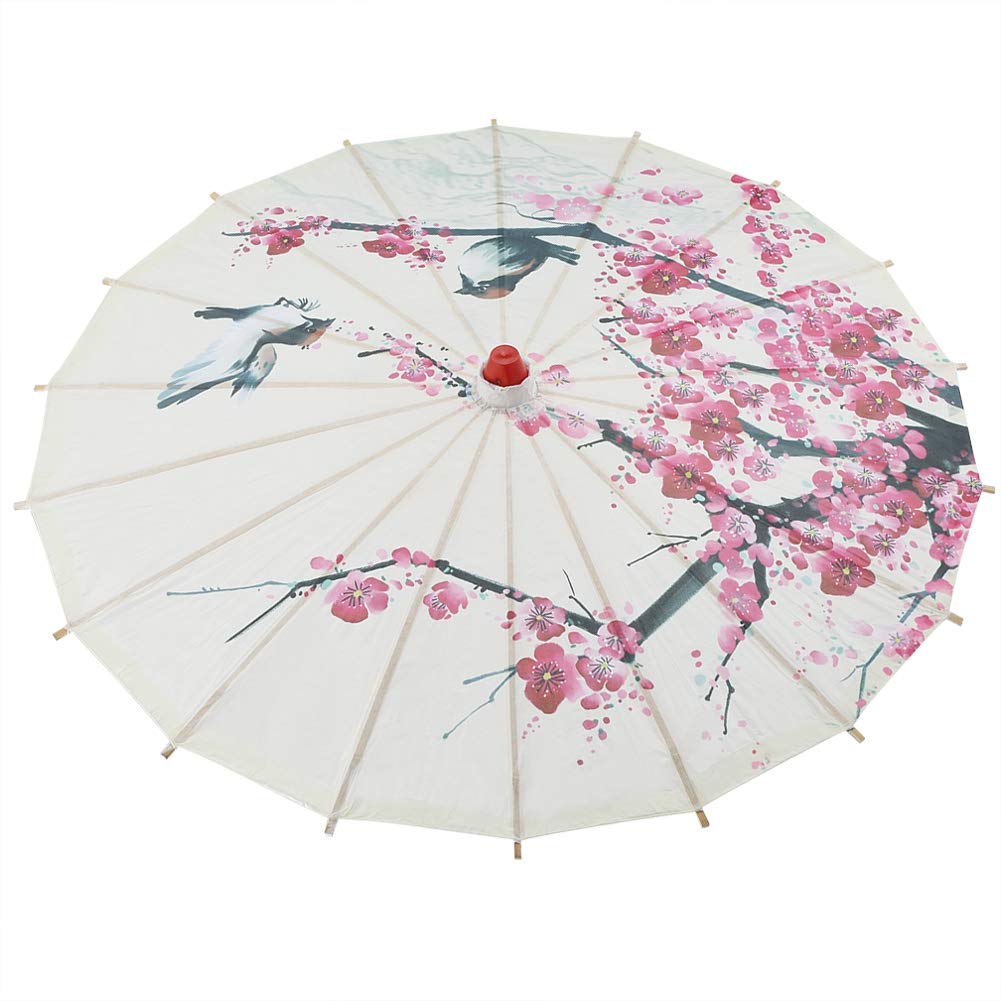 Tyenaza Ombrello fatto a mano Geisha Ombrello di carta oliata Arte cinese Ombrello da danza classica Ombrellone con fiori di pruno per feste di matrimonio Fotografia Costumi Cosplay
