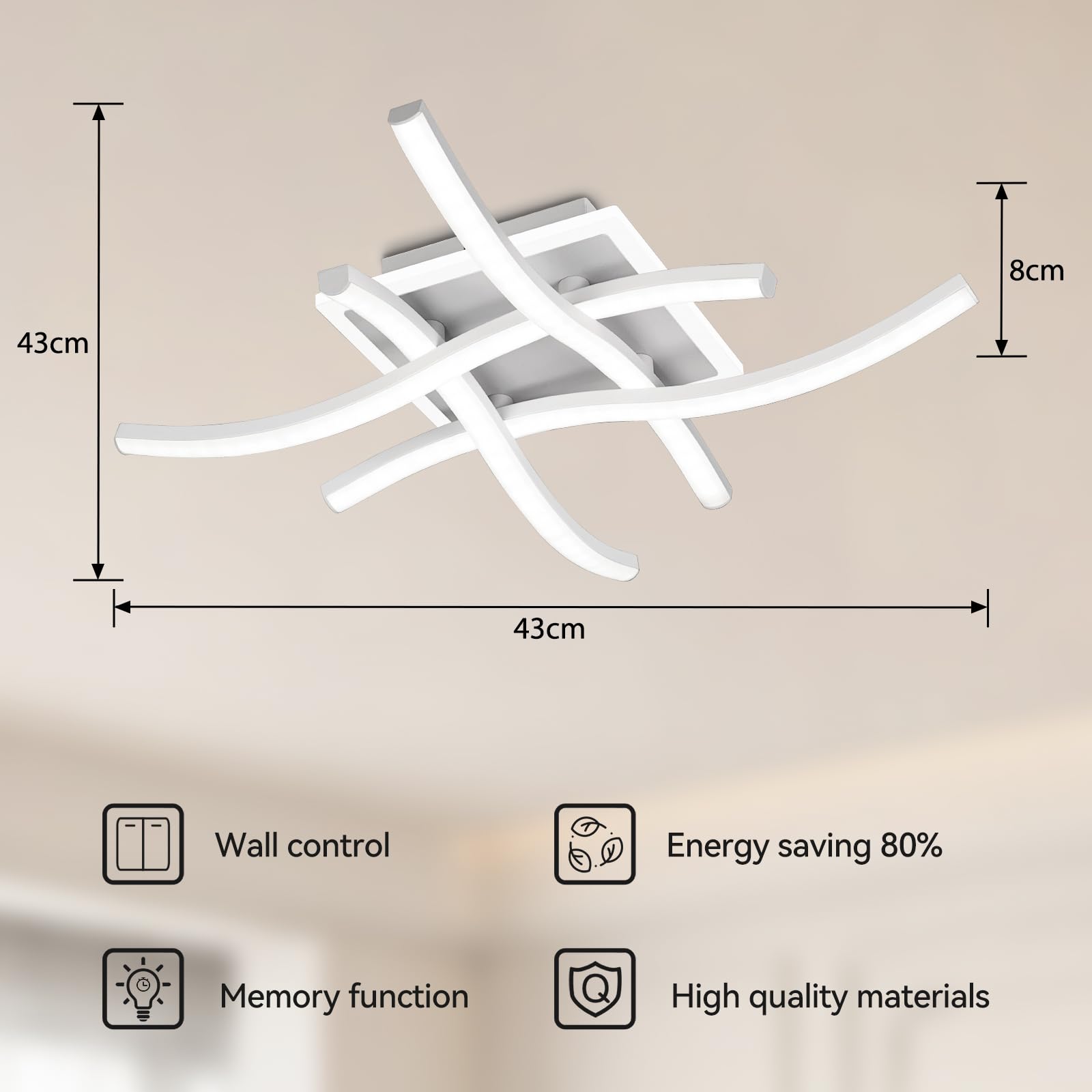 4760713 Lámpara de Techo LED Moderna 3000K/4500K/6500K Plafón Techo