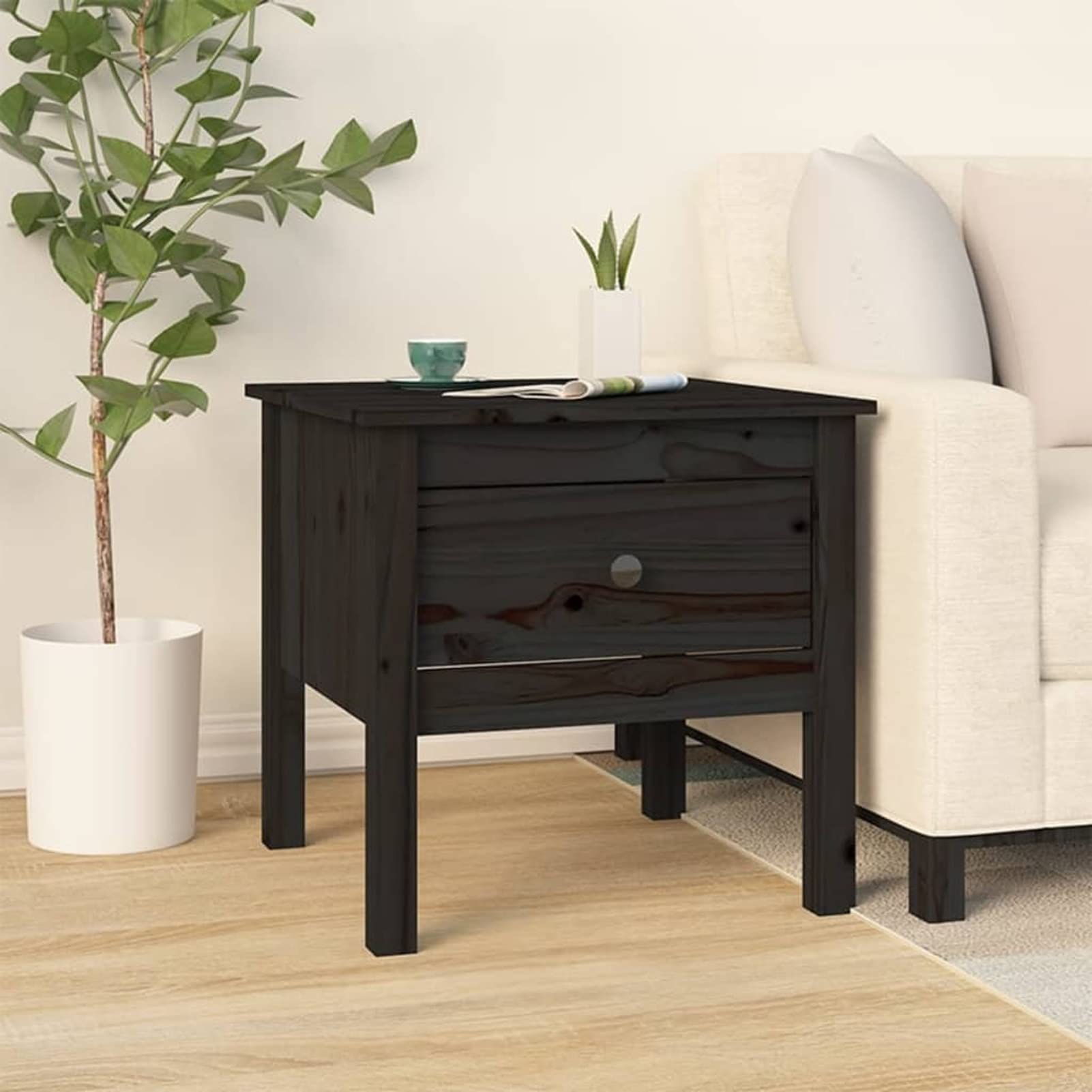 Table basse noire en pin massif Homgoday pour vos moments détente