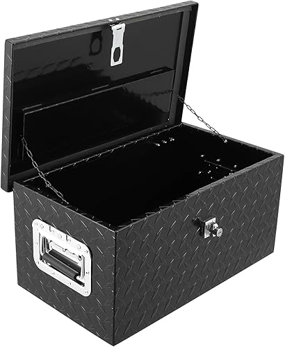 Miniatura 7 de Garvee Caja de herramientas de aluminio con placa de diamante de 20 pulgadas con cerradura y llaves, organizador de almacenamiento de camiones