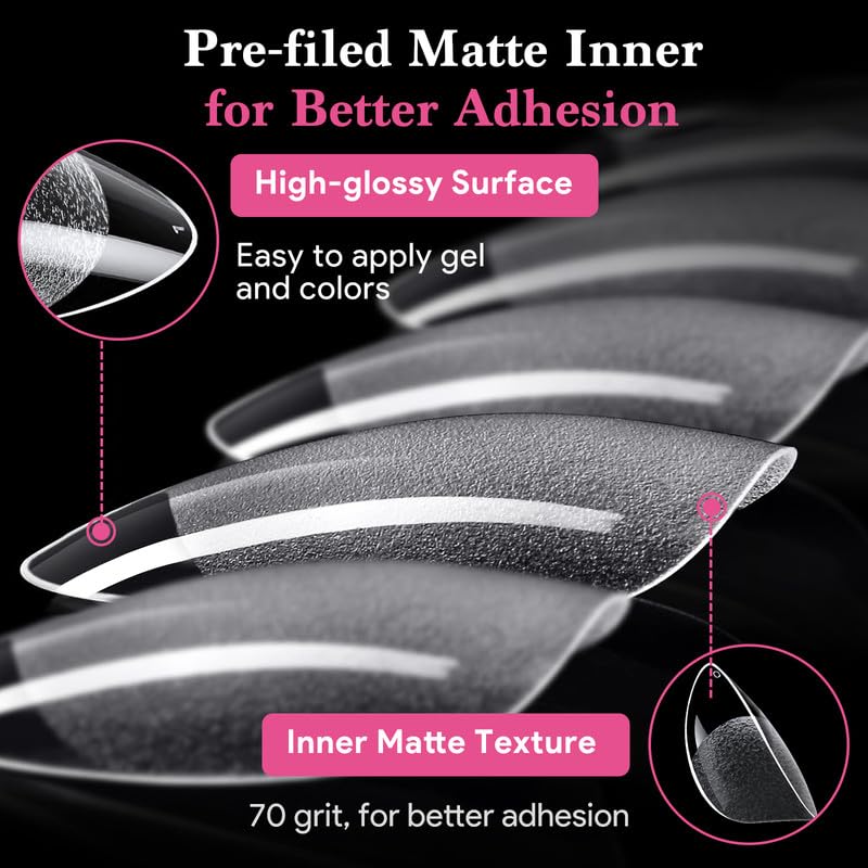 Image of Short Water-Drop Nail Tips, 15 Sizes 510 PCS Clear