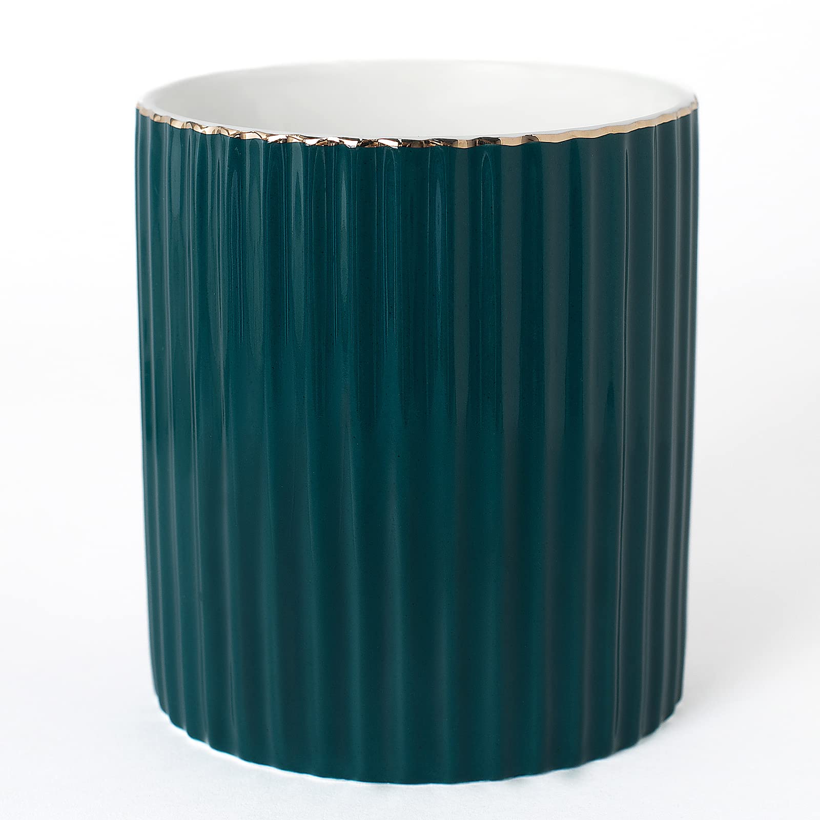 Pen Holder for Desk, Ceramic Pencil Cup Office Desk Organizer, Makeup Brush Holder, Green
