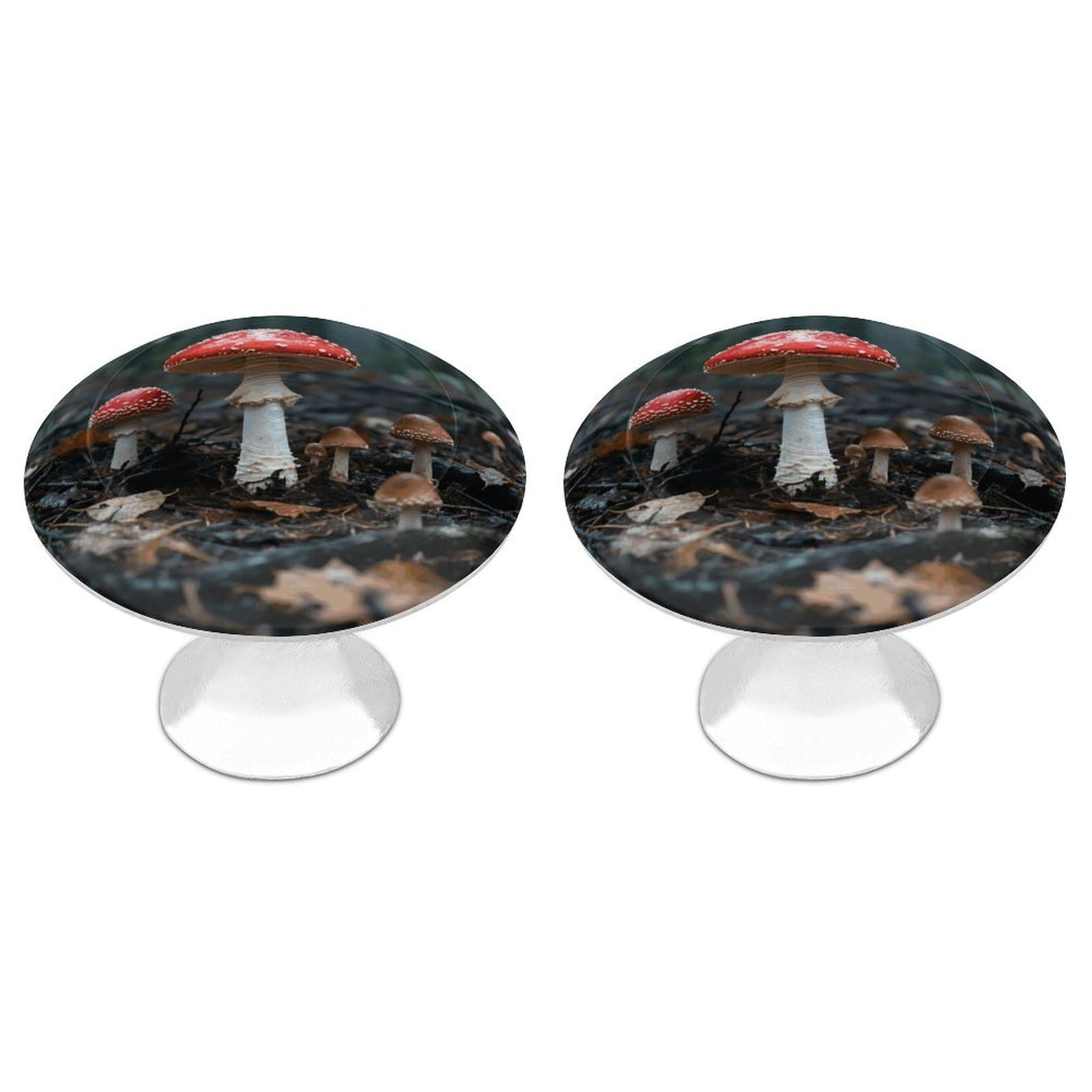 Maccbn Style-5 2 Pack 1.1" Round Mushrooms Drawer Knob Stainless Steel Kitchen Cabinet Knob Pulls With Screws Hardware Decorative Handles Knobs For Dresser Cupboard Closet Door Wardrobe Easy Install