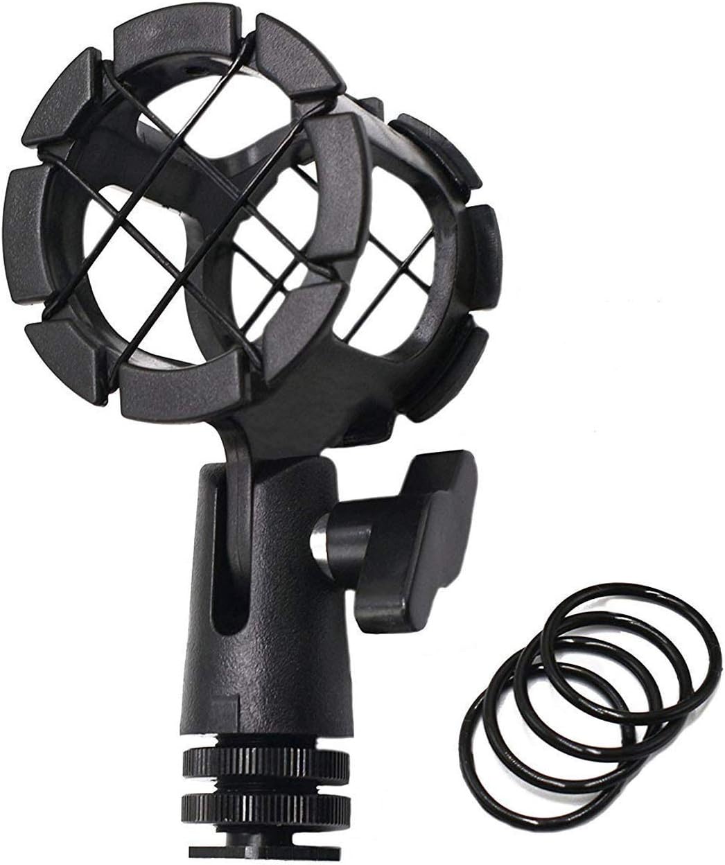 Microhone Shock Mount Holder Mic Cradle with Cold Shoe for Boompoles, for Shotgun Mics, Compatible with Rode NTG1, NTG2, NTG3, for Sennheiser ME66, for Audio-Technica AT897 etc