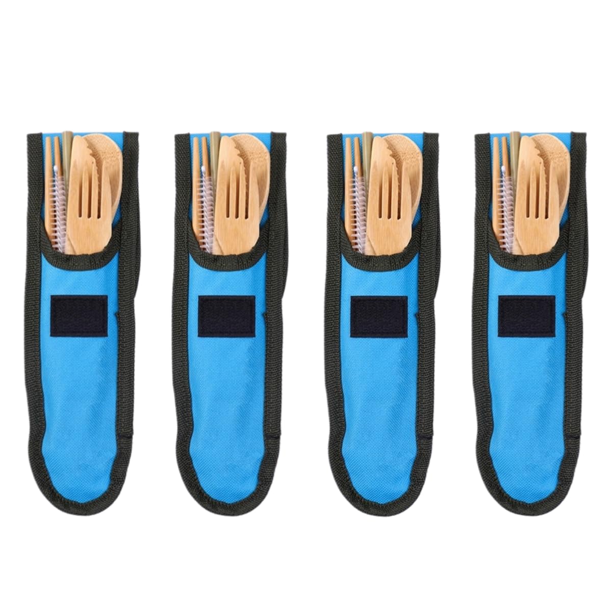 Cucchiai E Forchette Di Legno Set Portatile Di Coltelli Bacchette Cucchiai E Forchette In Bambù Per Picnic All'Aperto Blu 4 Set Ganci Non Inclusi