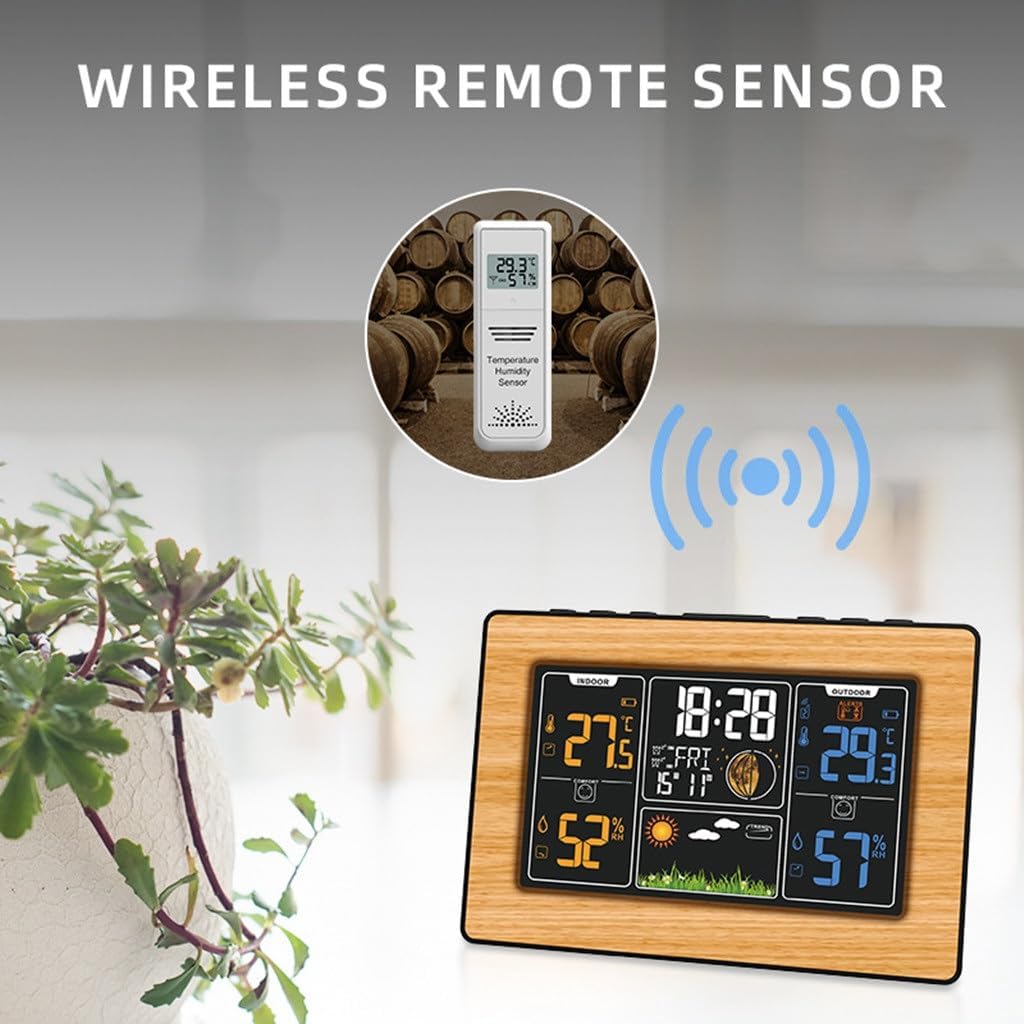 Multi-Function Color Screen Weather Clock Indoor Outdoor Temperature Humidity Meter Forecast