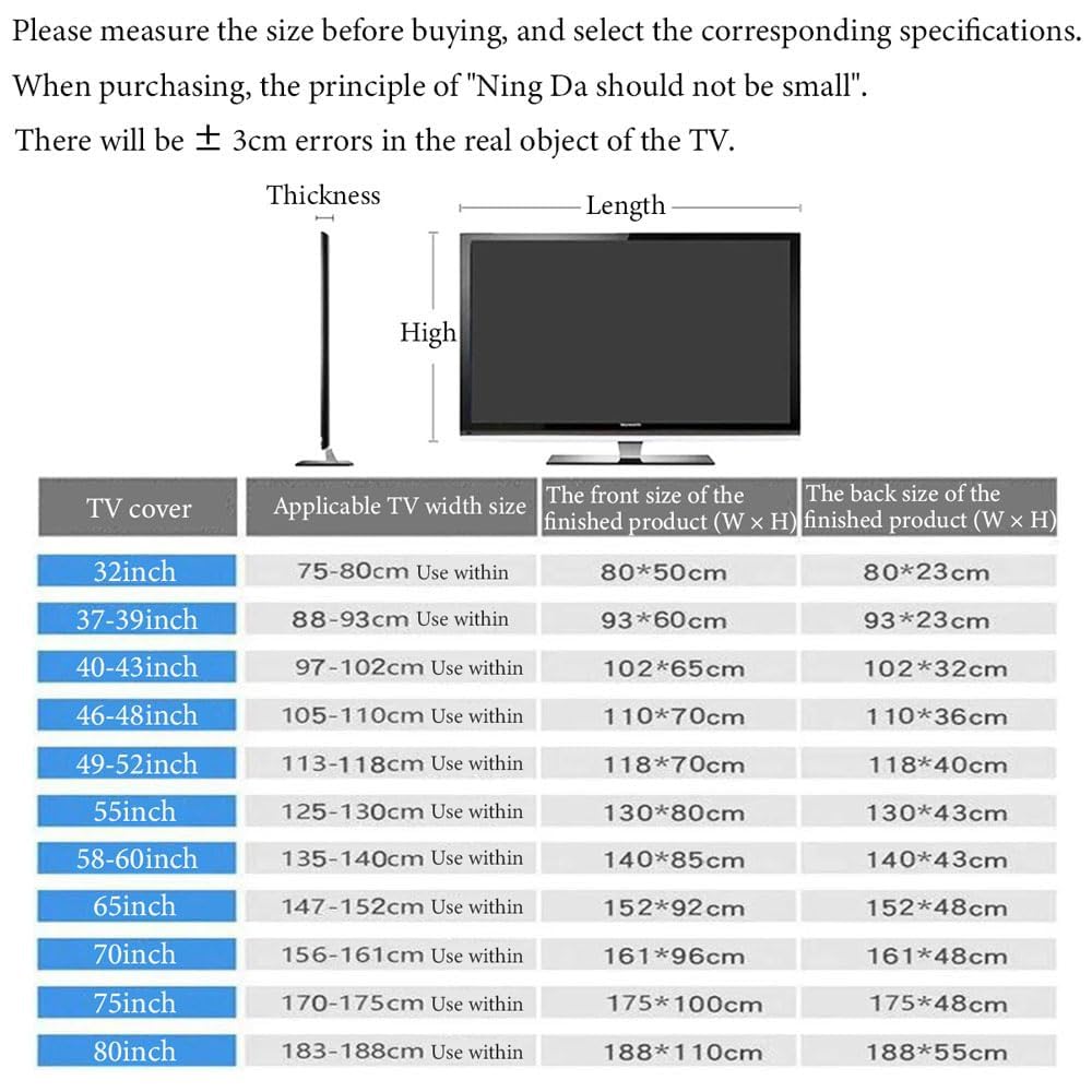 BLUEZY Housse de Télévision Anti-poussière Universelle pour écran LCD LED 55 pouces
