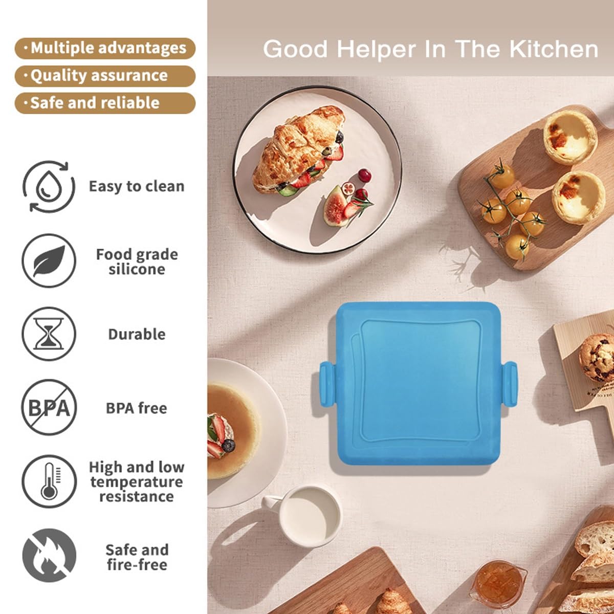 Gettoreach Mikrofalowa Opiekacz Do Kanapek, Mini Opiekacz Do Naleśników Z Regulowanymi Silikonowymi Paskami, Opiekacz Do Omletów Panini Grill Do Przyrządzania Pysznych Chrupiących Kanapek(Red+Blue)