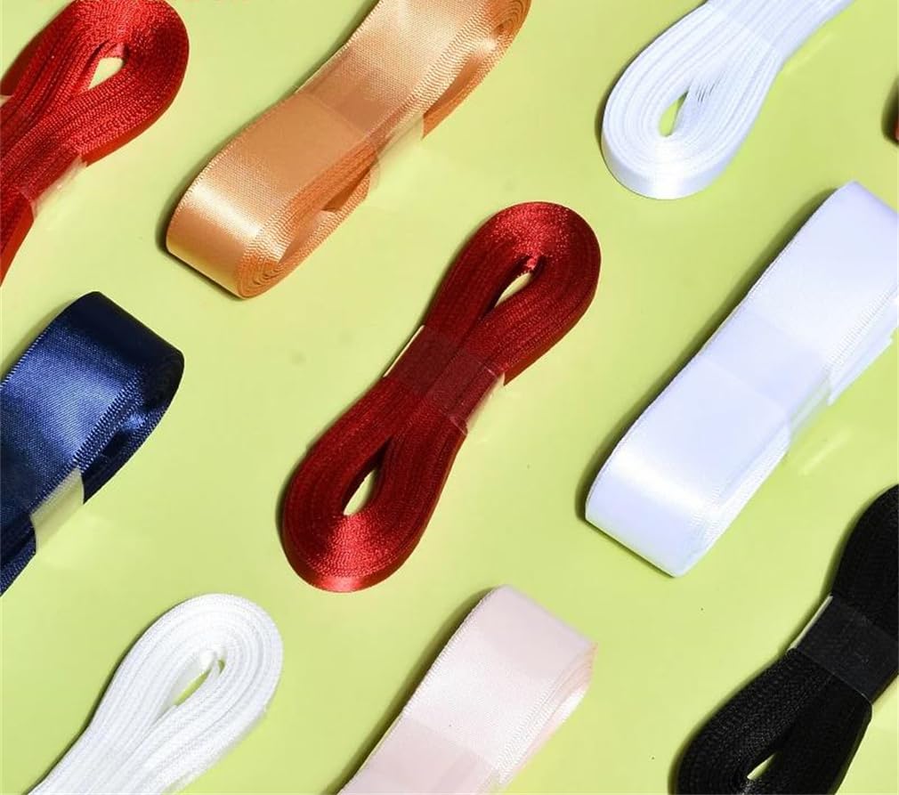 Rotolo di doppio nastro di raso da 9 m, 9, 16, 22, 25, 38 mm, per lavori artigianali, confezioni regalo, decorazioni per matrimoni