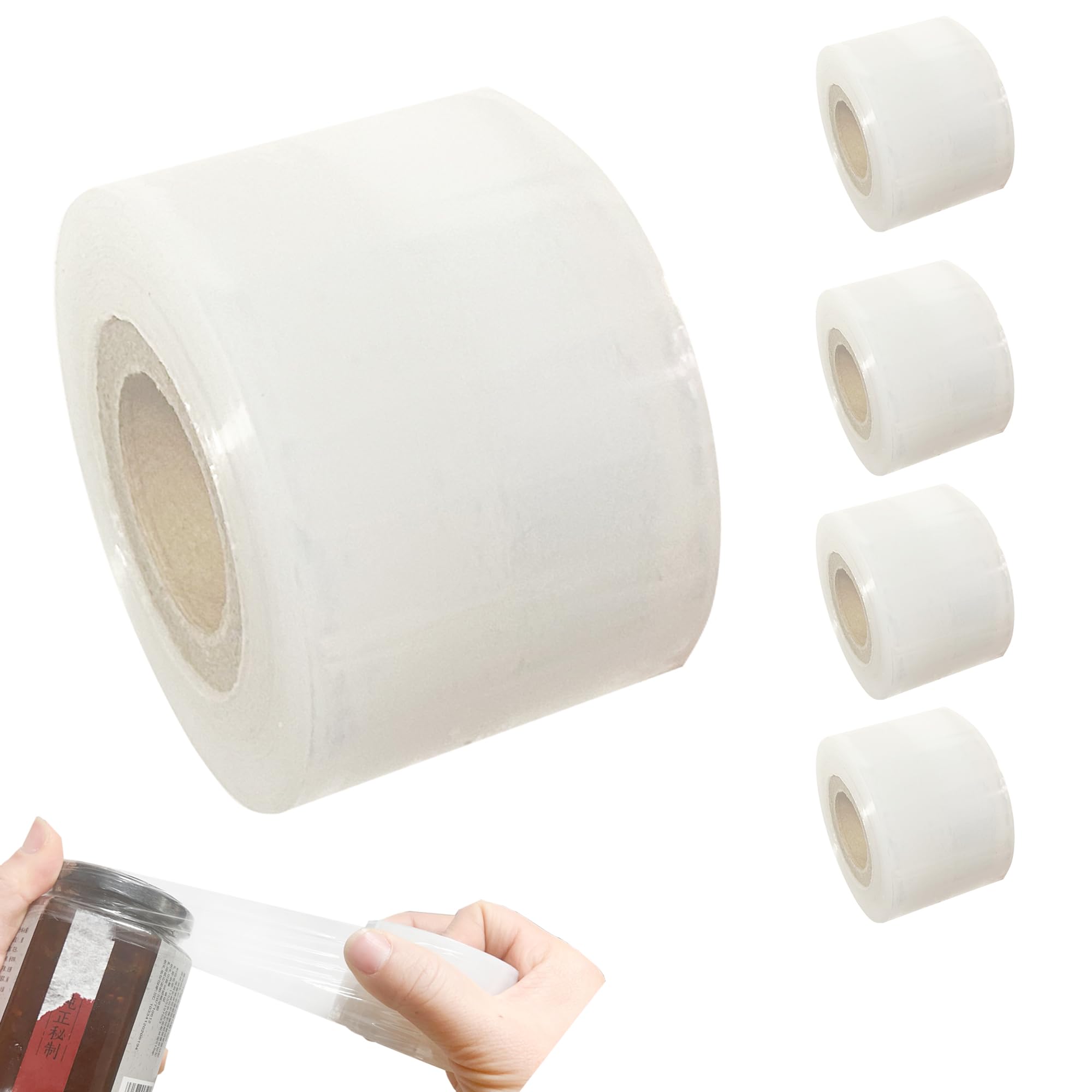 Mini Shrink wrap roll - 1.57in*2500ft Stretch wrap for Packing unheated Heavy Duty Stretch Film Packing Supplies for Jars Bottles cans tin Lip Gloss