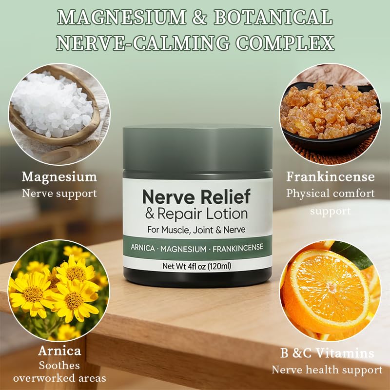 Nerve Relief Cream with Arnica, Daily Comfort & Nourishing Lotion for Hands, Feet, Knees, Neck & Back, with Magnesium Cream Formula, 3.5 oz (1 Pack) - Image 8