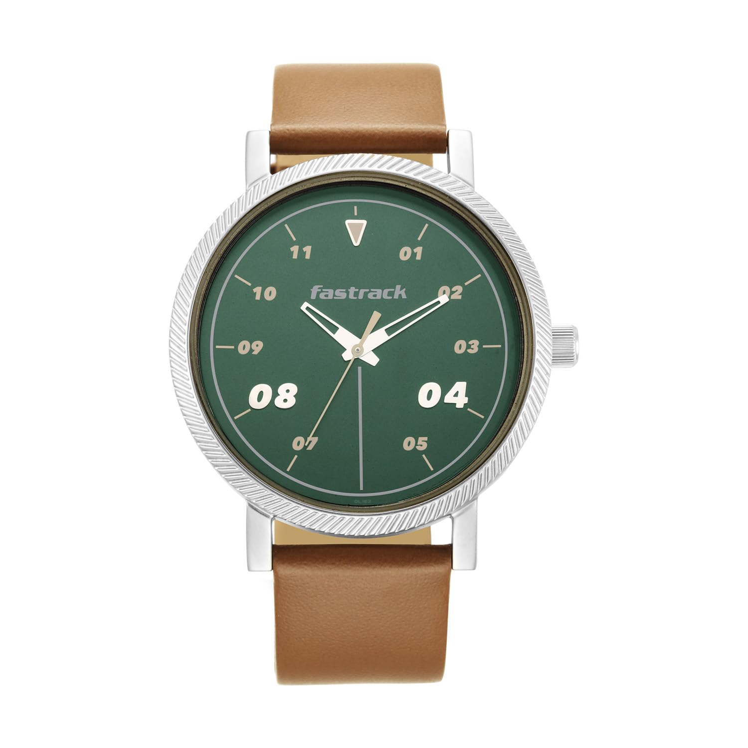 Plain 3 Hands Green Round Dial Brown Colour Leather Strap Mens Watch - NU3241SL01-image-31