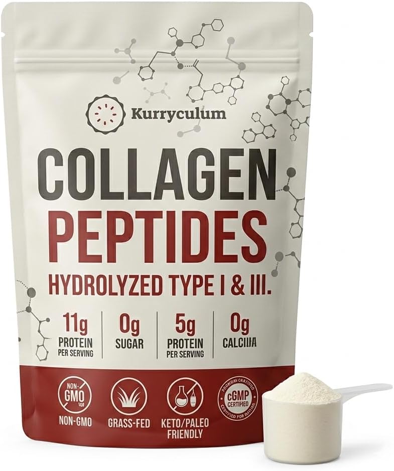 Collagen Peptides Protein Powder - Grass Fed Hydrolyzed Type 1 & 3 Collagen Powder for Skin, Hair, Nails - Unflavoured Freely Dissolves in Coffee -16 oz (45 Servings)