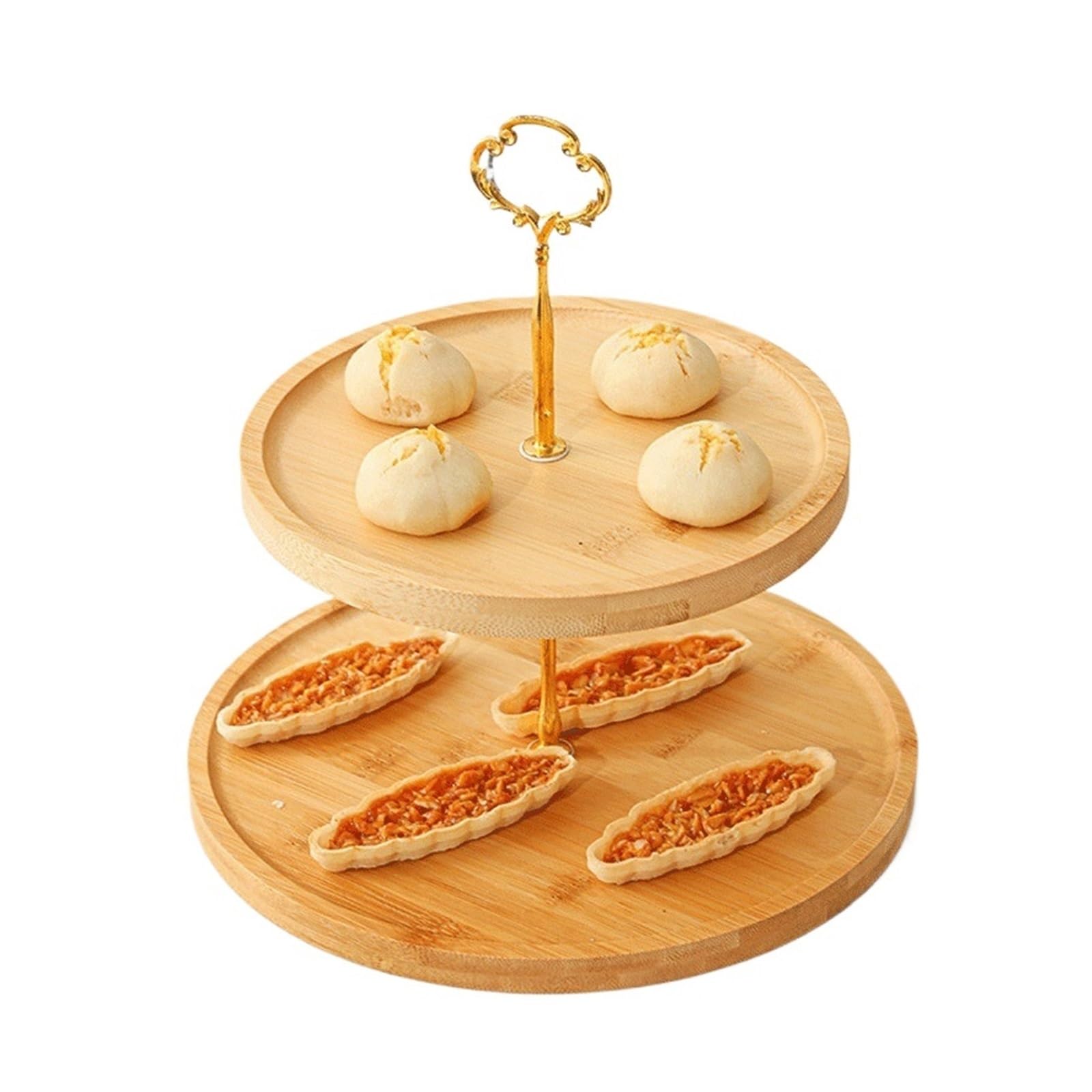 Hhaoran-9868 Tiered Serving Tray Multi-tier Wooden Cake Stands, Fruit Platters, Afternoon Tea Sets, And Trays For Candies And Snacks Cupcake Stand(Small)