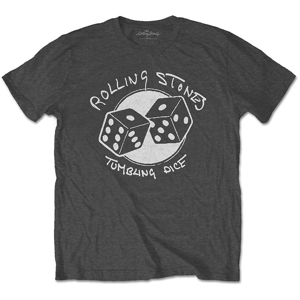 The Rolling Stones T Shirt Tumbling Dice Band Logo Official Charcoal Grey XL