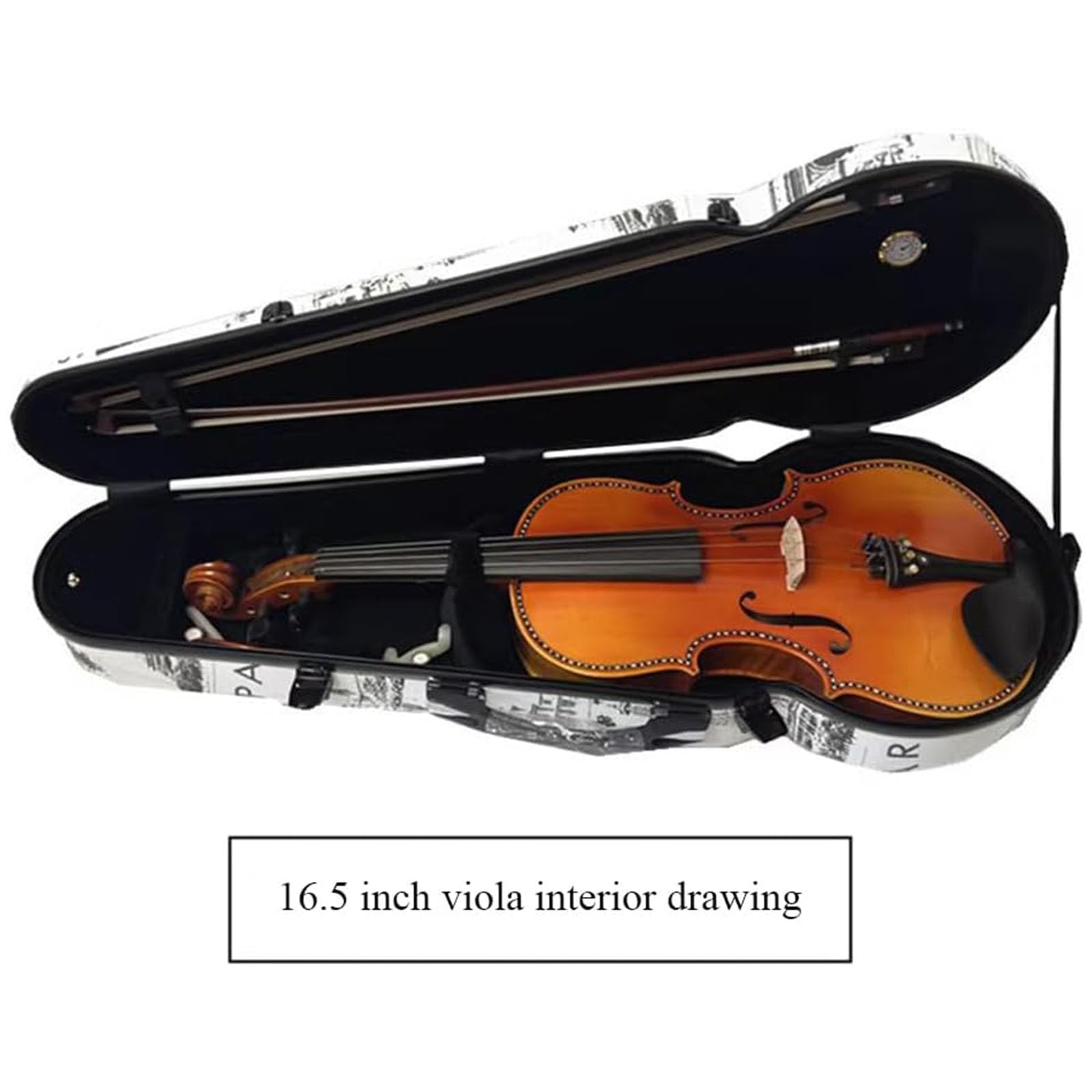 NILoykg& Estuche para viola de fibra de carbono ligero, almohadilla de cuello ajustable con velcro para tamaños de 15 a 17 pulgadas, forro grueso,asa resistente y correas traseras,C