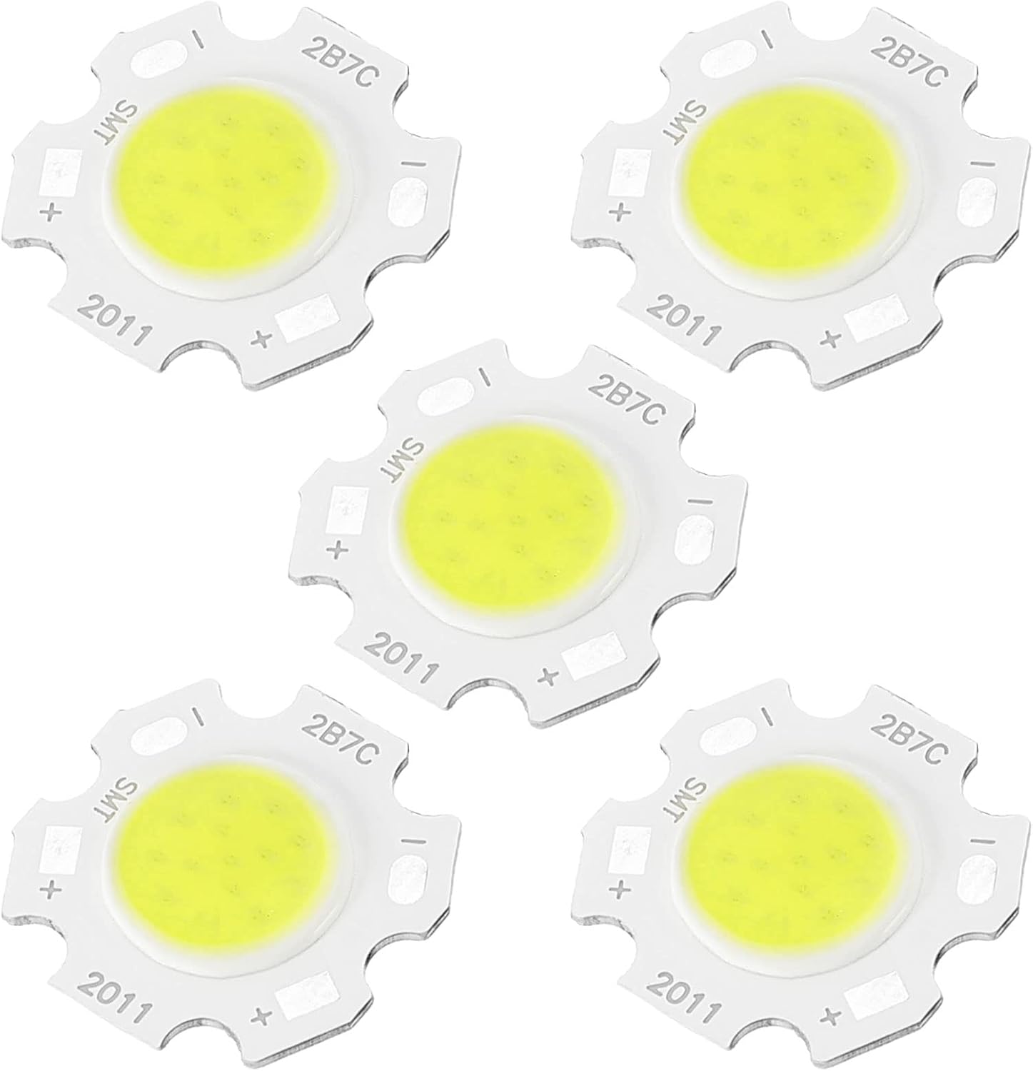 MECCANIXITY COB LED Light Chip Beads 20mm 7W 260mA Energy Saving Bulb for Spotlight Floodlight Pack of 5, White