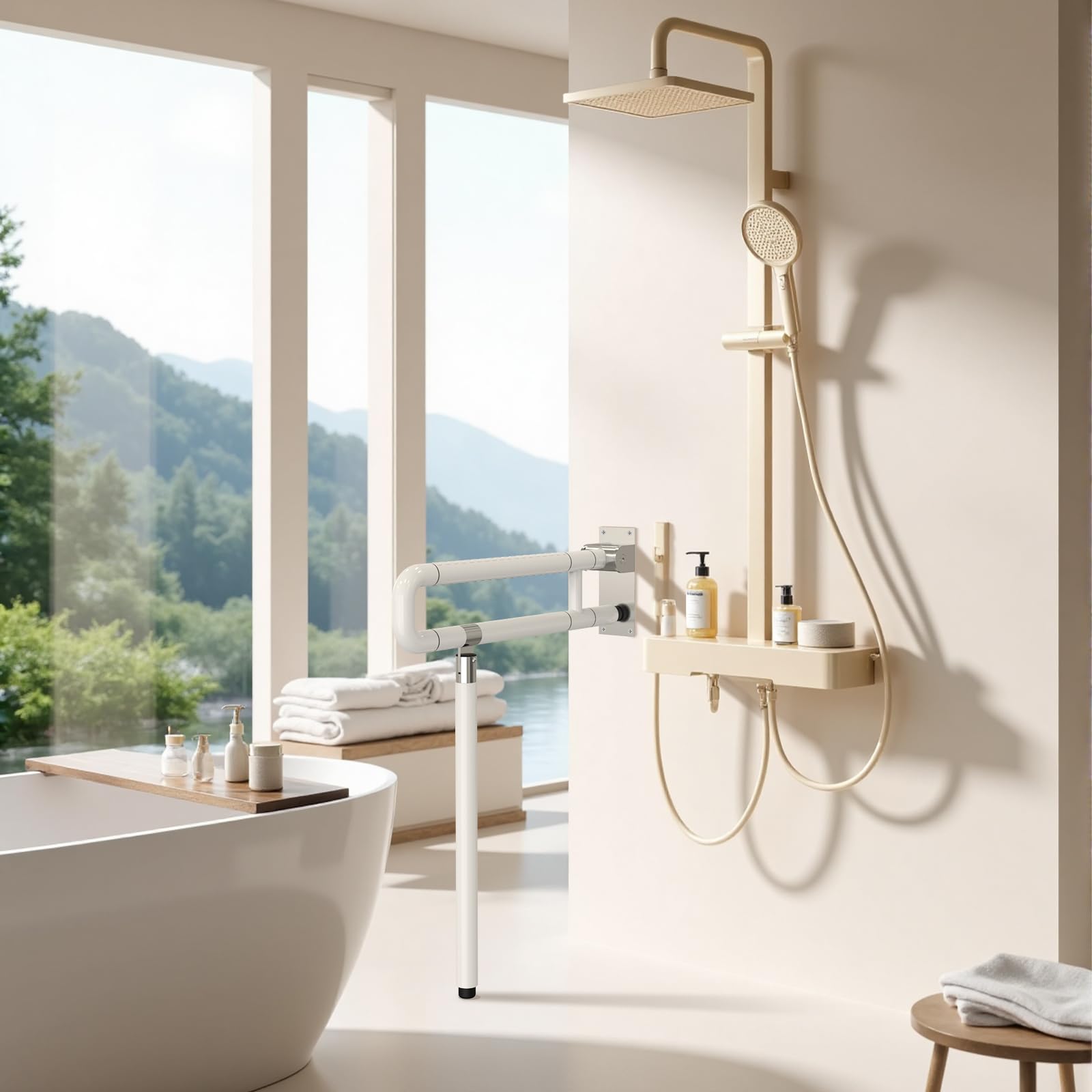Asa de Seguridad para Baño, para Niño Discapacitado Anciano Embarazadas | Asidero para el baño y el aseo, Antideslizante Pasamanos Ducha de Acero Inoxidable, Capacidad de carga máx. 350 kg