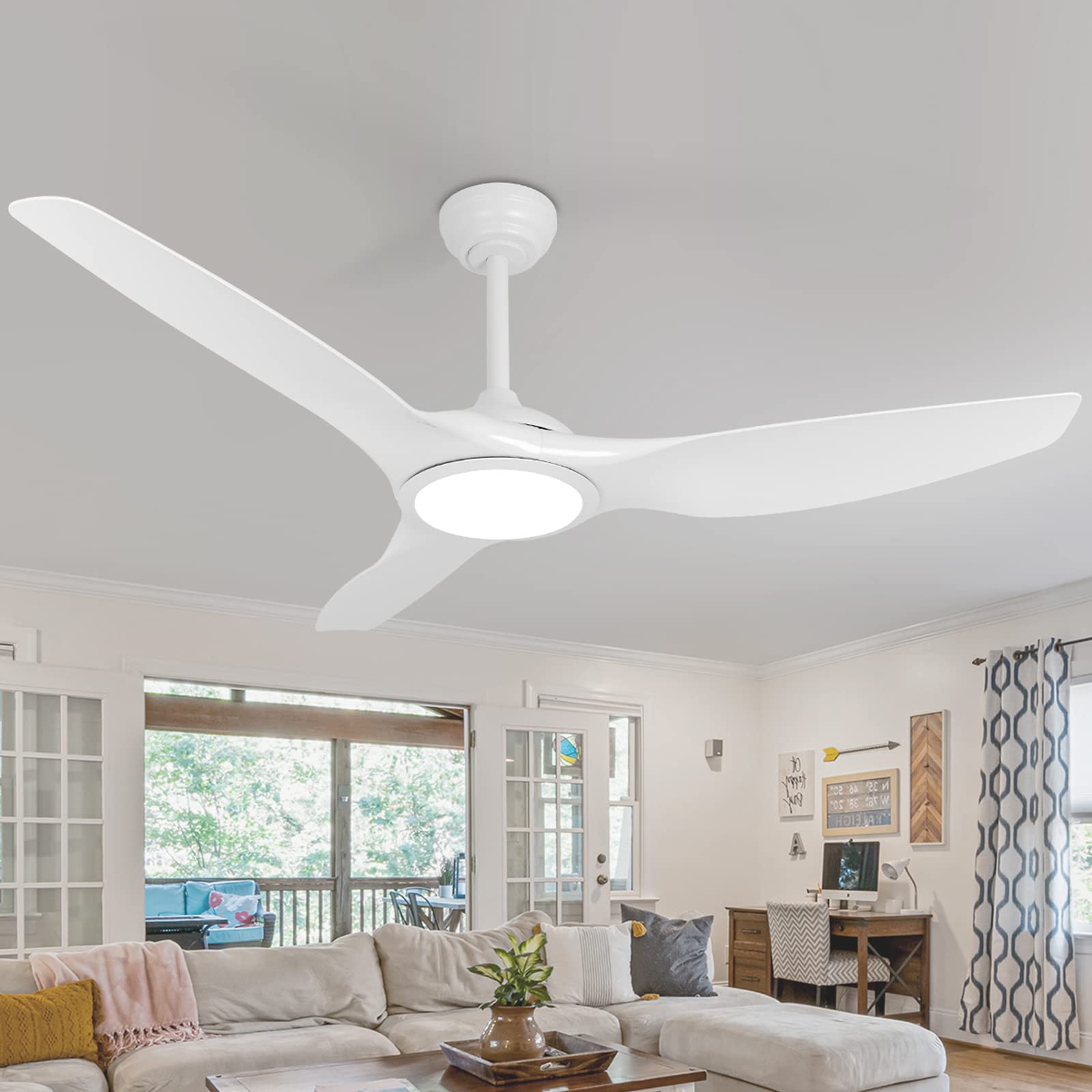 Photo 1 of **SEE NOTES**
Wozzio 52 inch Modern Ceiling Fan with Light and Remote 3 Blades Reversible,White,Quiet DC Motor,6 Speeds,Brightness Dimmable,for Outdoor Indoor Bedroom/Patios/Farmhouse/Living Room